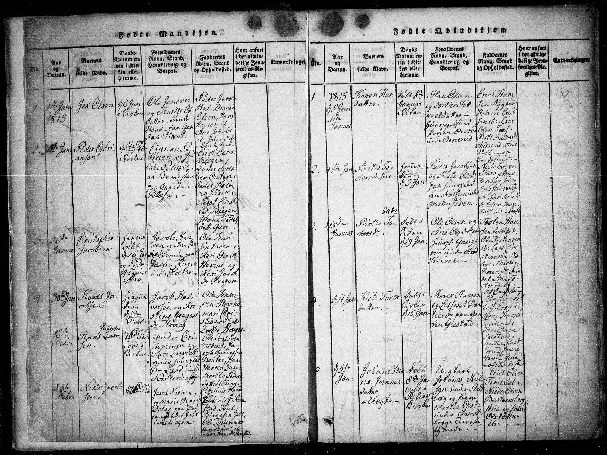 Fet prestekontor Kirkebøker, AV/SAO-A-10370a/F/Fa/L0008: Parish register (official) no. I 8, 1815-1842, p. 2