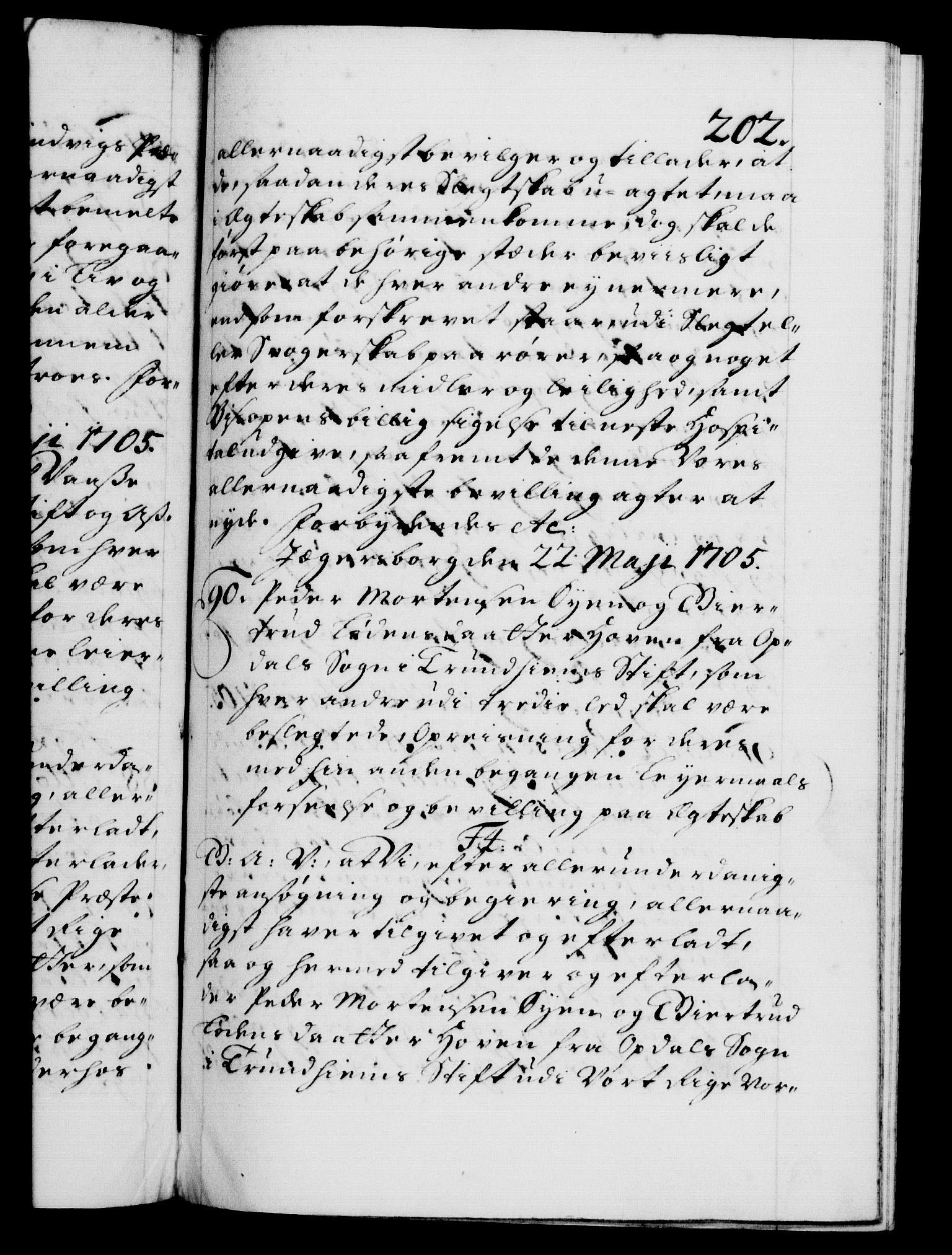 Danske Kanselli 1572-1799, RA/EA-3023/F/Fc/Fca/Fcaa/L0019: Norske registre, 1704-1707, p. 202a