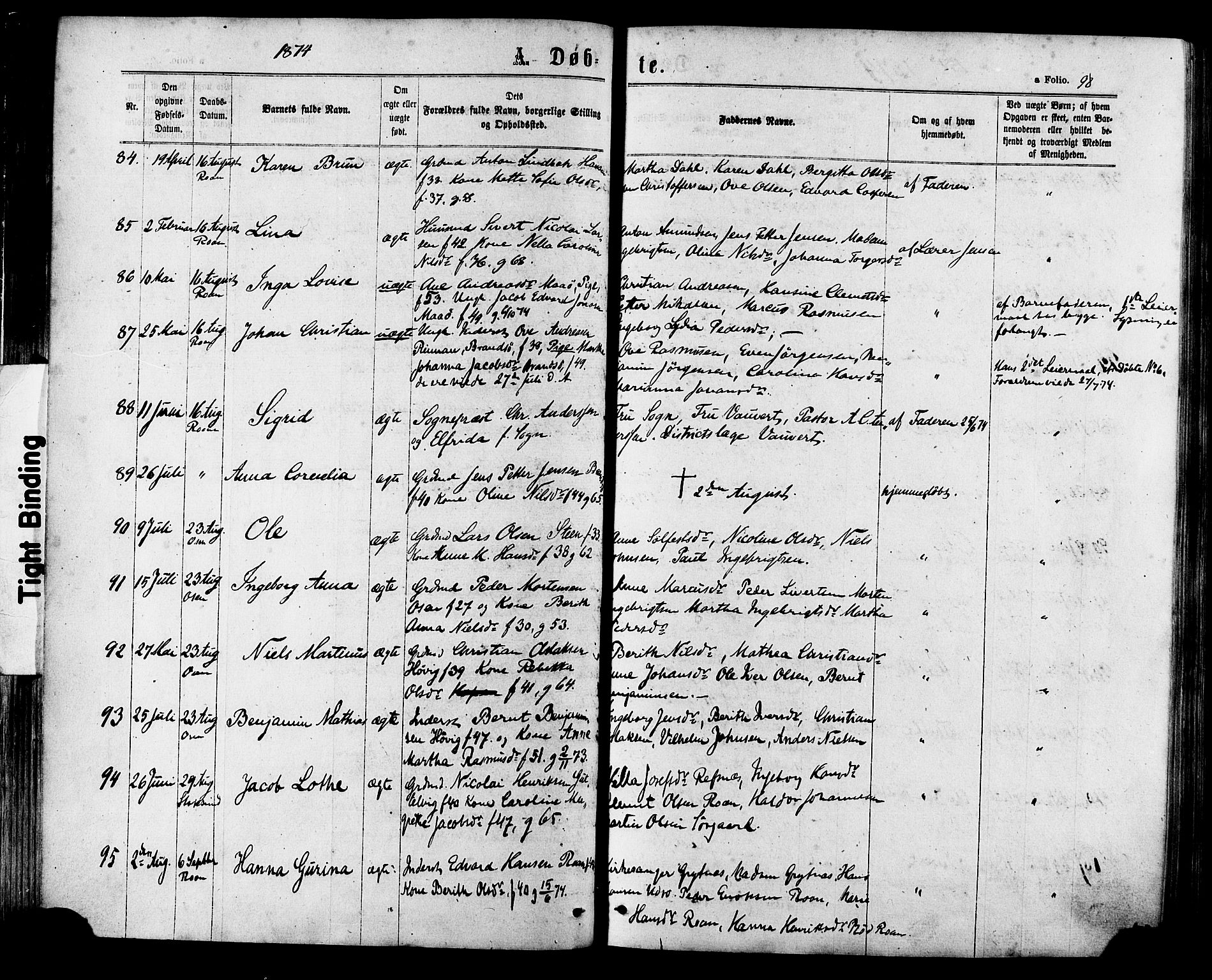 Ministerialprotokoller, klokkerbøker og fødselsregistre - Sør-Trøndelag, SAT/A-1456/657/L0706: Parish register (official) no. 657A07, 1867-1878, p. 98