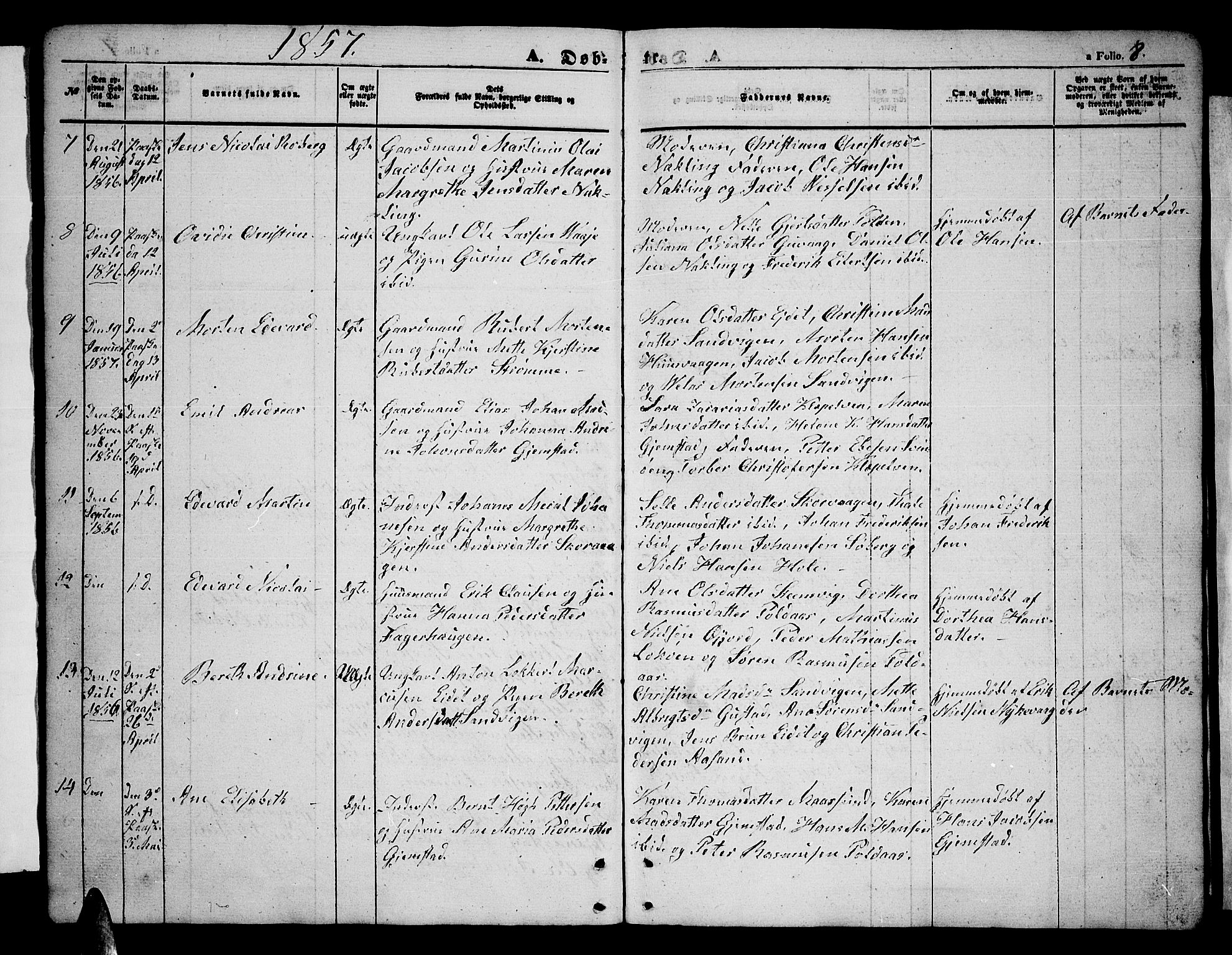 Ministerialprotokoller, klokkerbøker og fødselsregistre - Nordland, AV/SAT-A-1459/891/L1313: Parish register (copy) no. 891C02, 1856-1870, p. 8