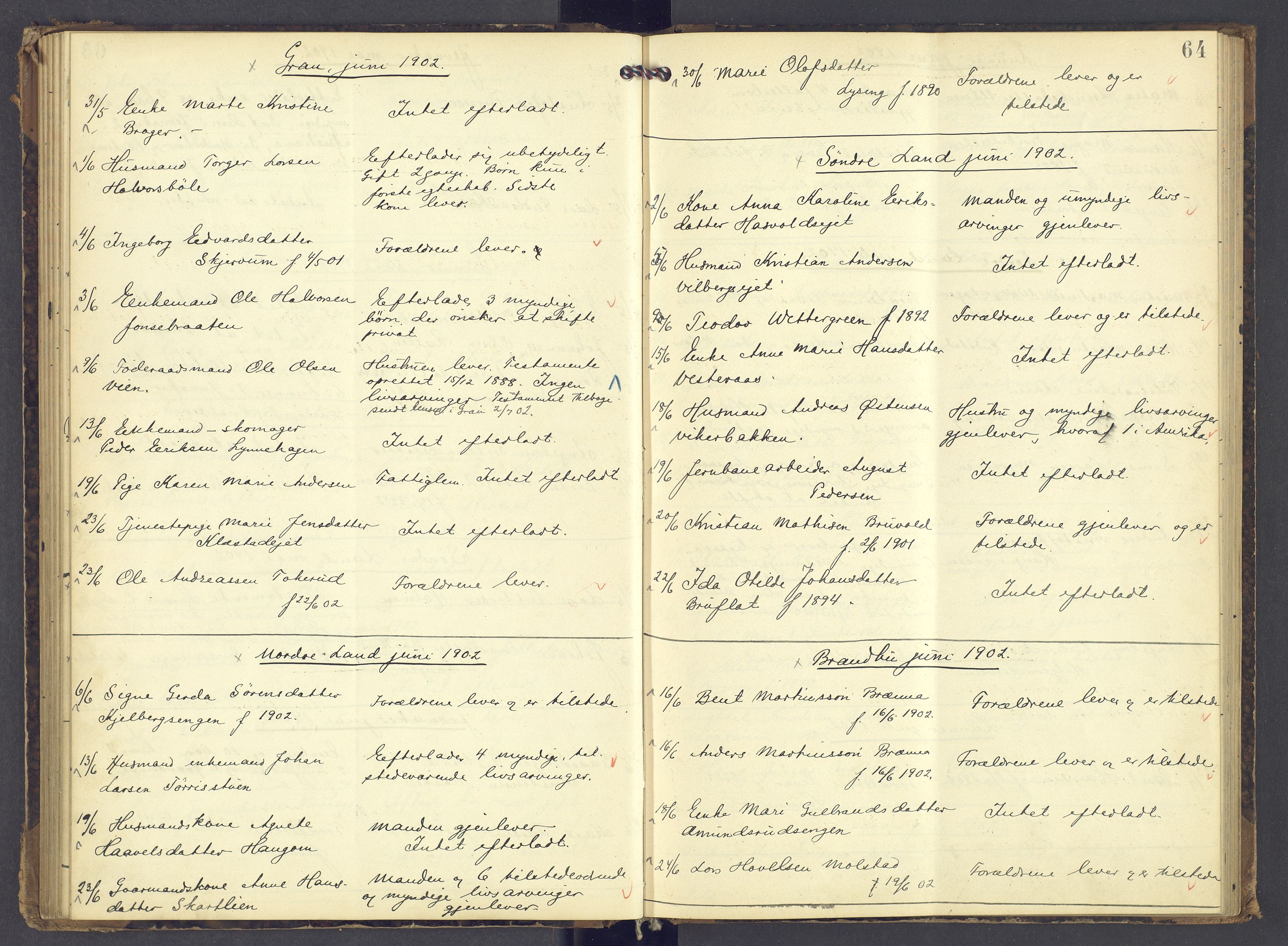 Hadeland og Land tingrett, AV/SAH-TING-010/J/Jg/L0007: Dødsfallsprotokoll, 1896-1907, p. 63b-64a