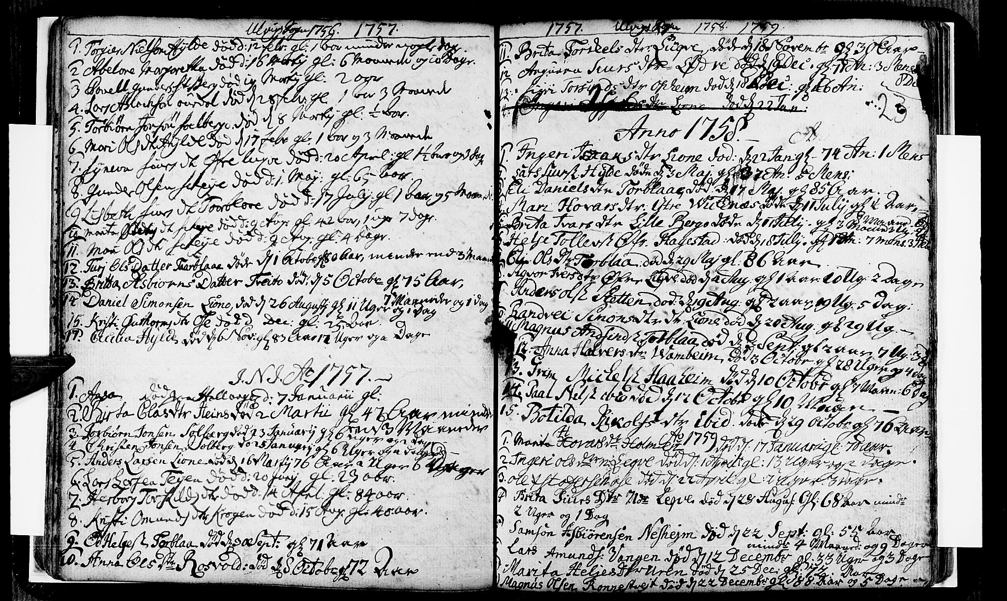 Ulvik sokneprestembete, SAB/A-78801/H/Haa: Parish register (official) no. A 8, 1743-1792, p. 23