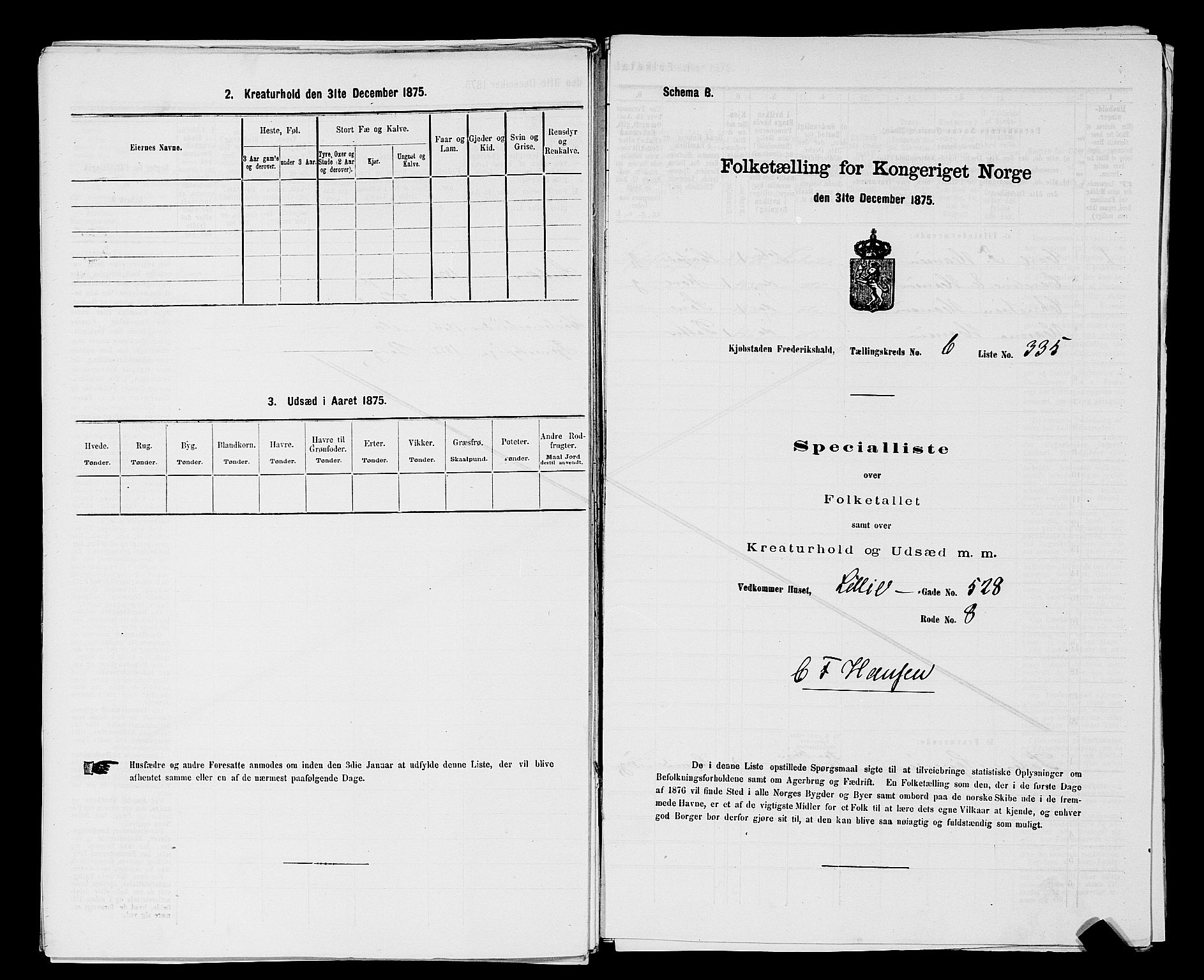 RA, 1875 census for 0101P Fredrikshald, 1875, p. 619