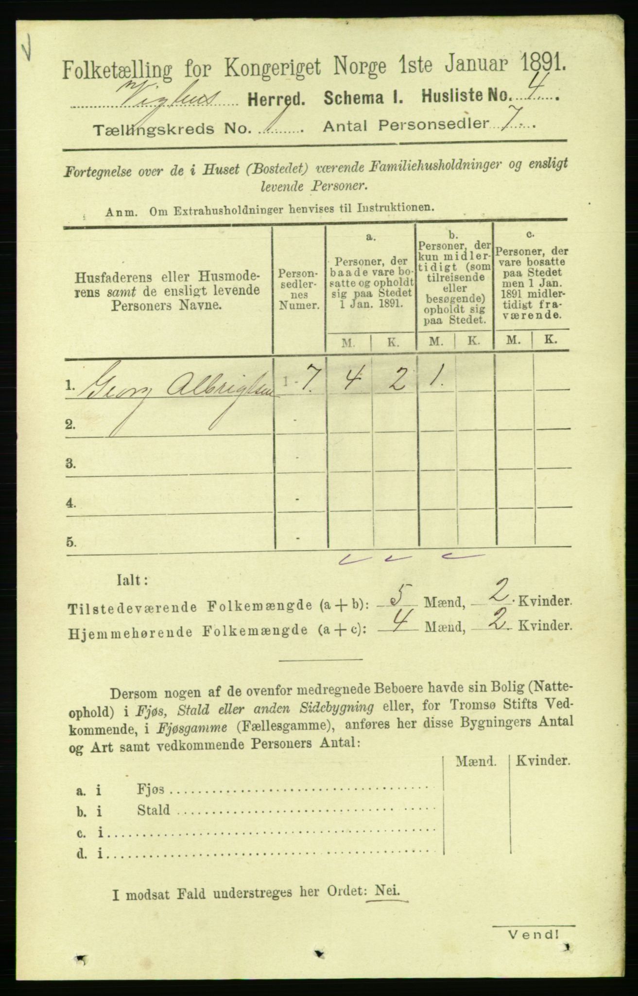 RA, 1891 census for 1750 Vikna, 1891, p. 25