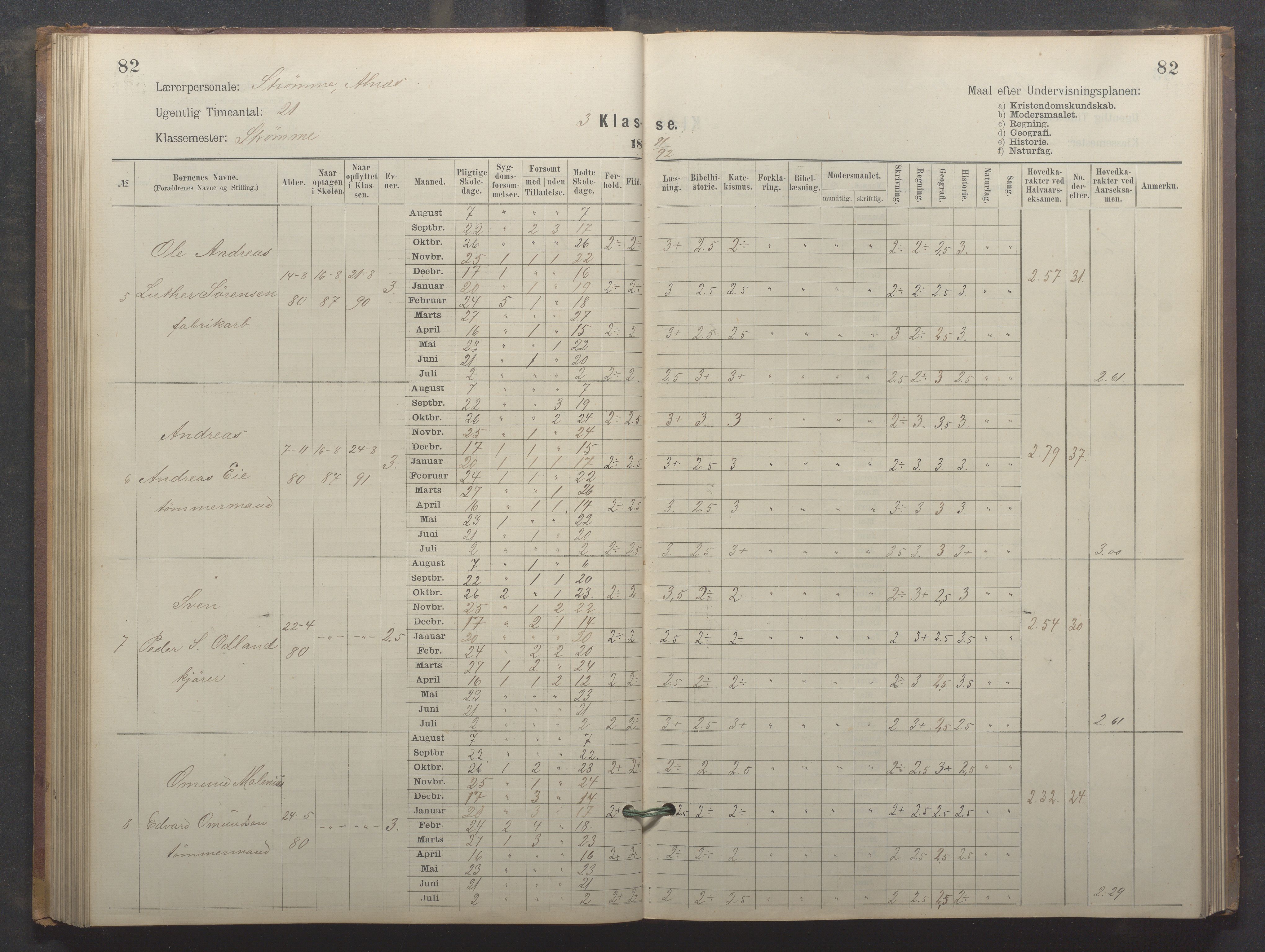 Egersund kommune (Ladested) - Egersund almueskole/folkeskole, IKAR/K-100521/H/L0024: Skoleprotokoll - Almueskolen, 3. klasse, 1887-1892, p. 82