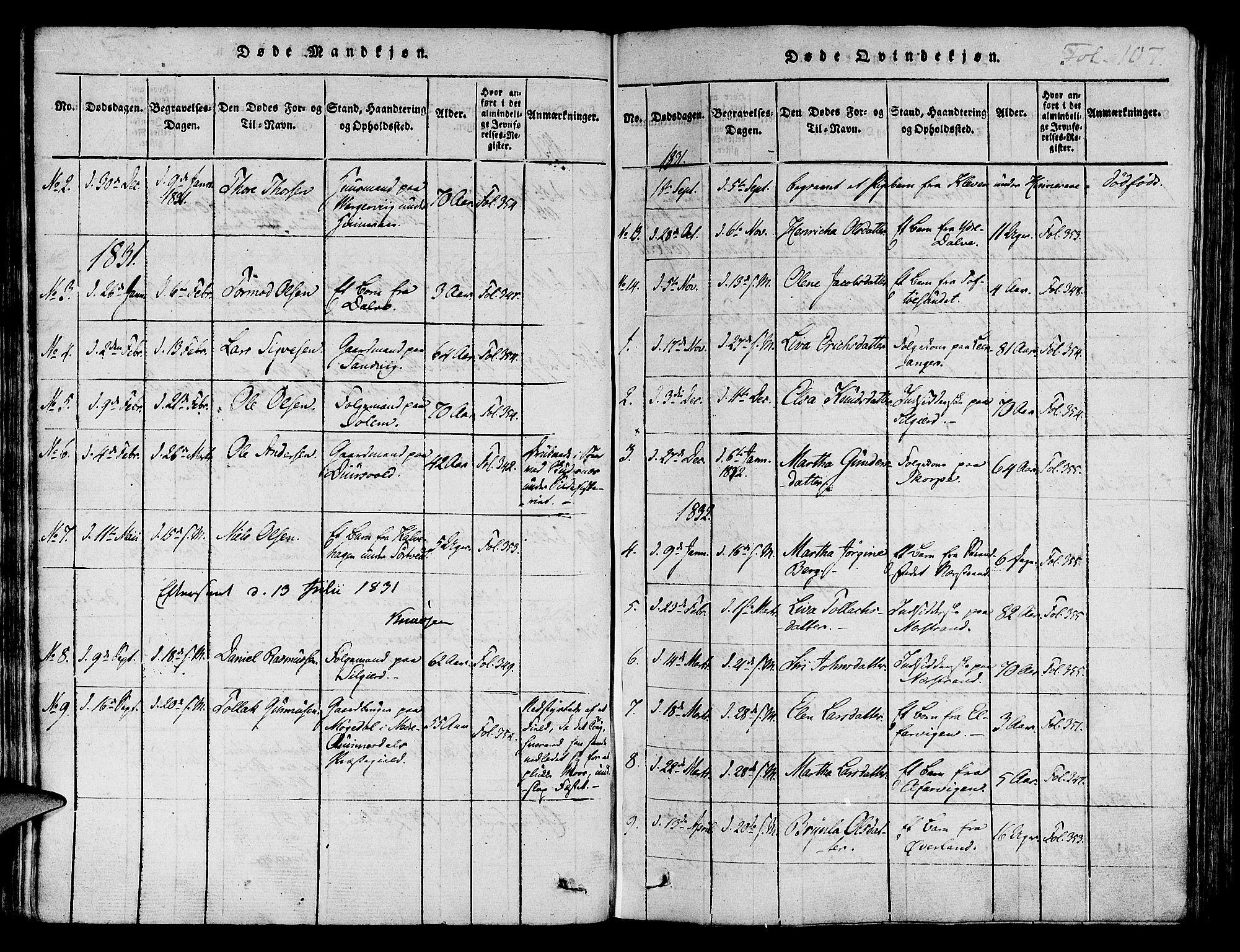Nedstrand sokneprestkontor, SAST/A-101841/01/IV: Parish register (official) no. A 6, 1816-1838, p. 107