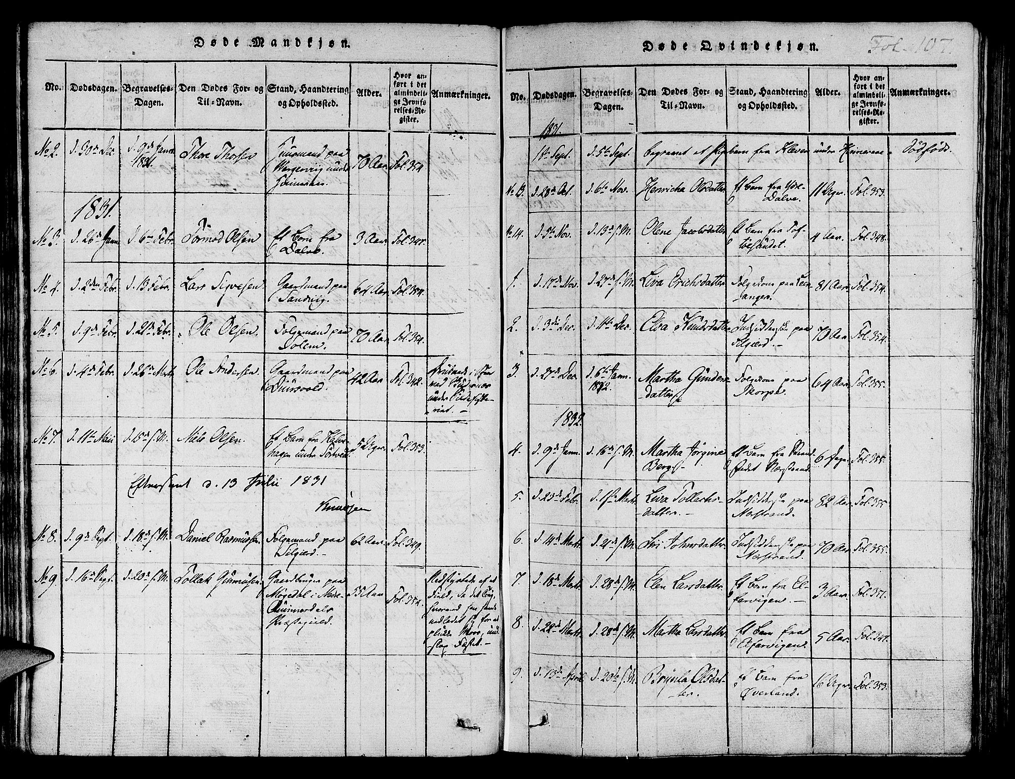 Nedstrand sokneprestkontor, AV/SAST-A-101841/01/IV: Parish register (official) no. A 6, 1816-1838, p. 107