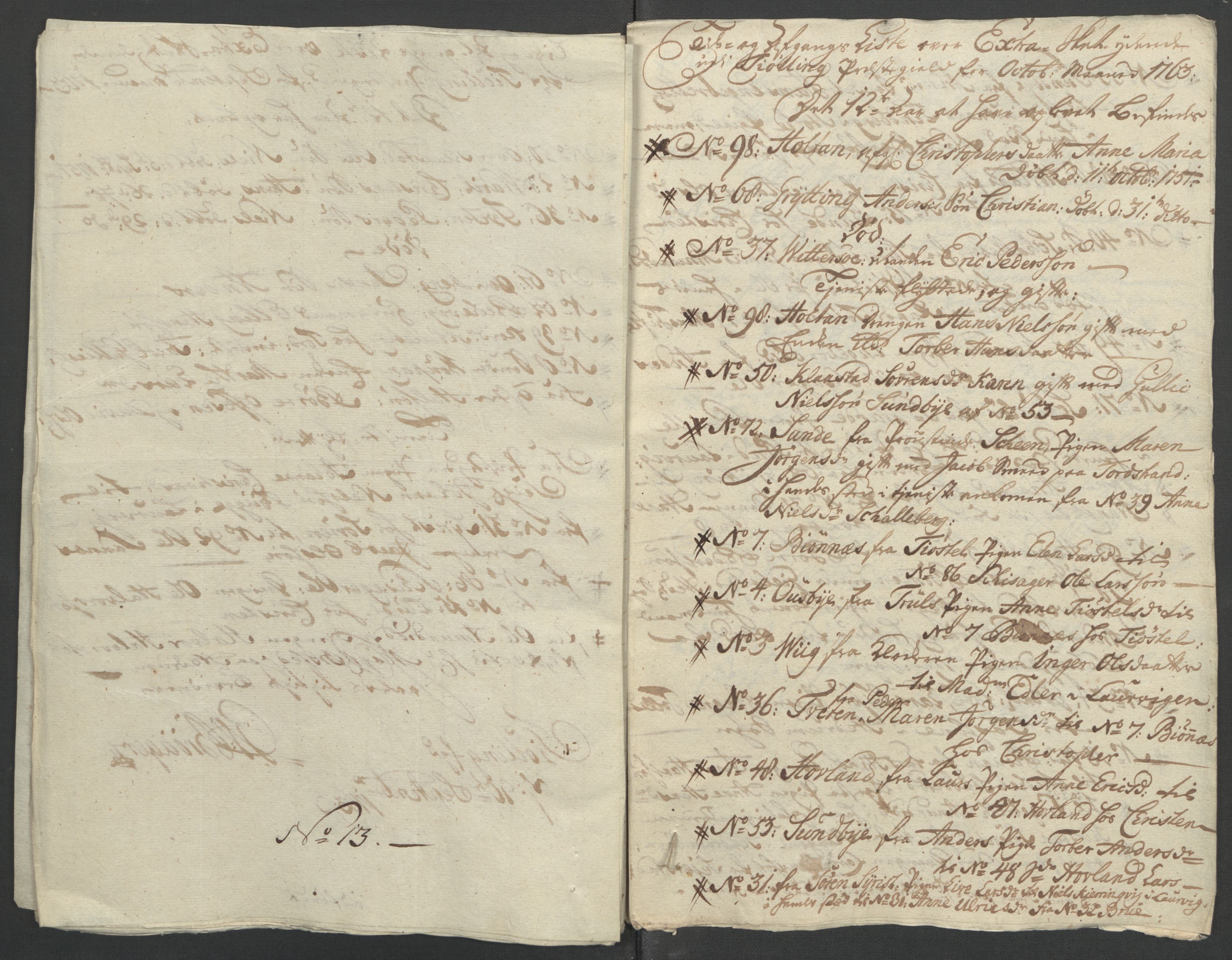 Rentekammeret inntil 1814, Reviderte regnskaper, Fogderegnskap, AV/RA-EA-4092/R33/L2033: Ekstraskatten Larvik grevskap, 1762-1764, p. 261