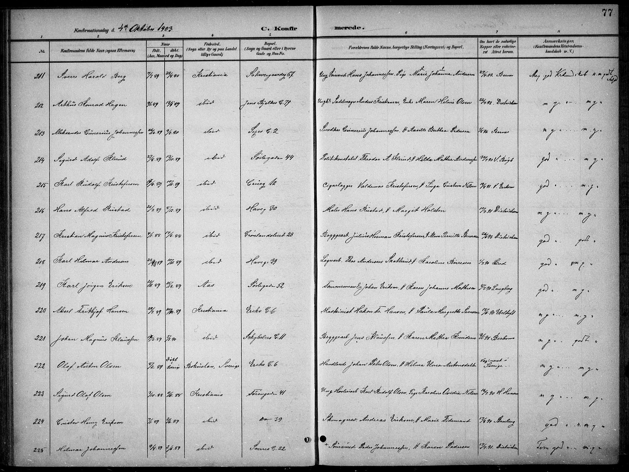 Kampen prestekontor Kirkebøker, SAO/A-10853/F/Fa/L0009: Parish register (official) no. I 9, 1899-1911, p. 77