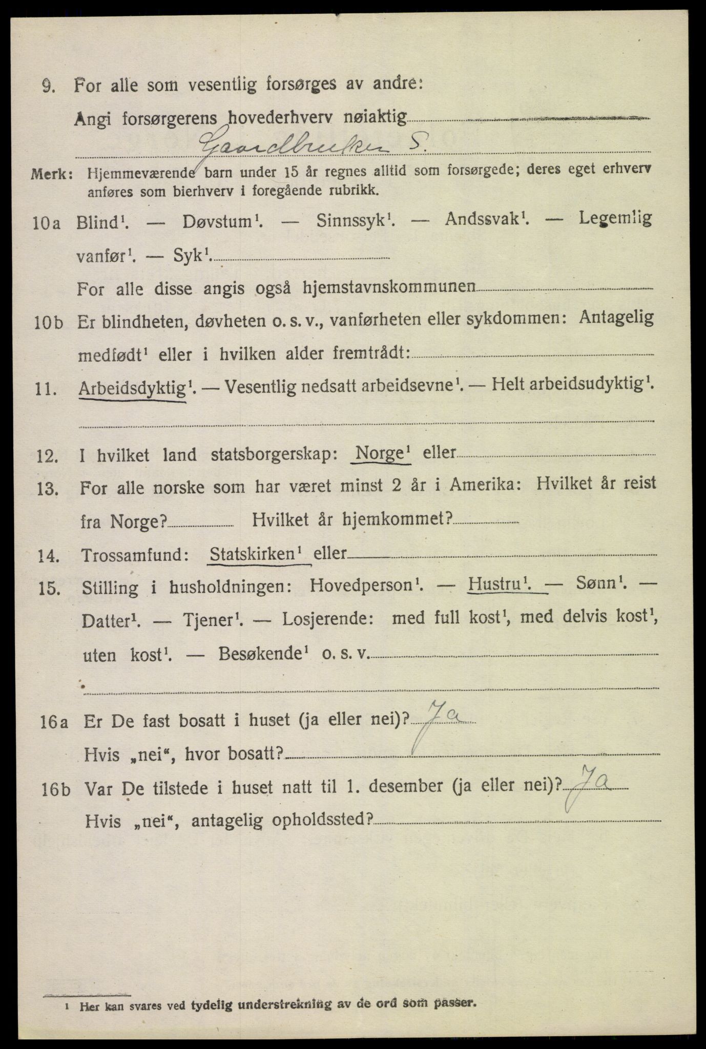 SAH, 1920 census for Eina, 1920, p. 2925