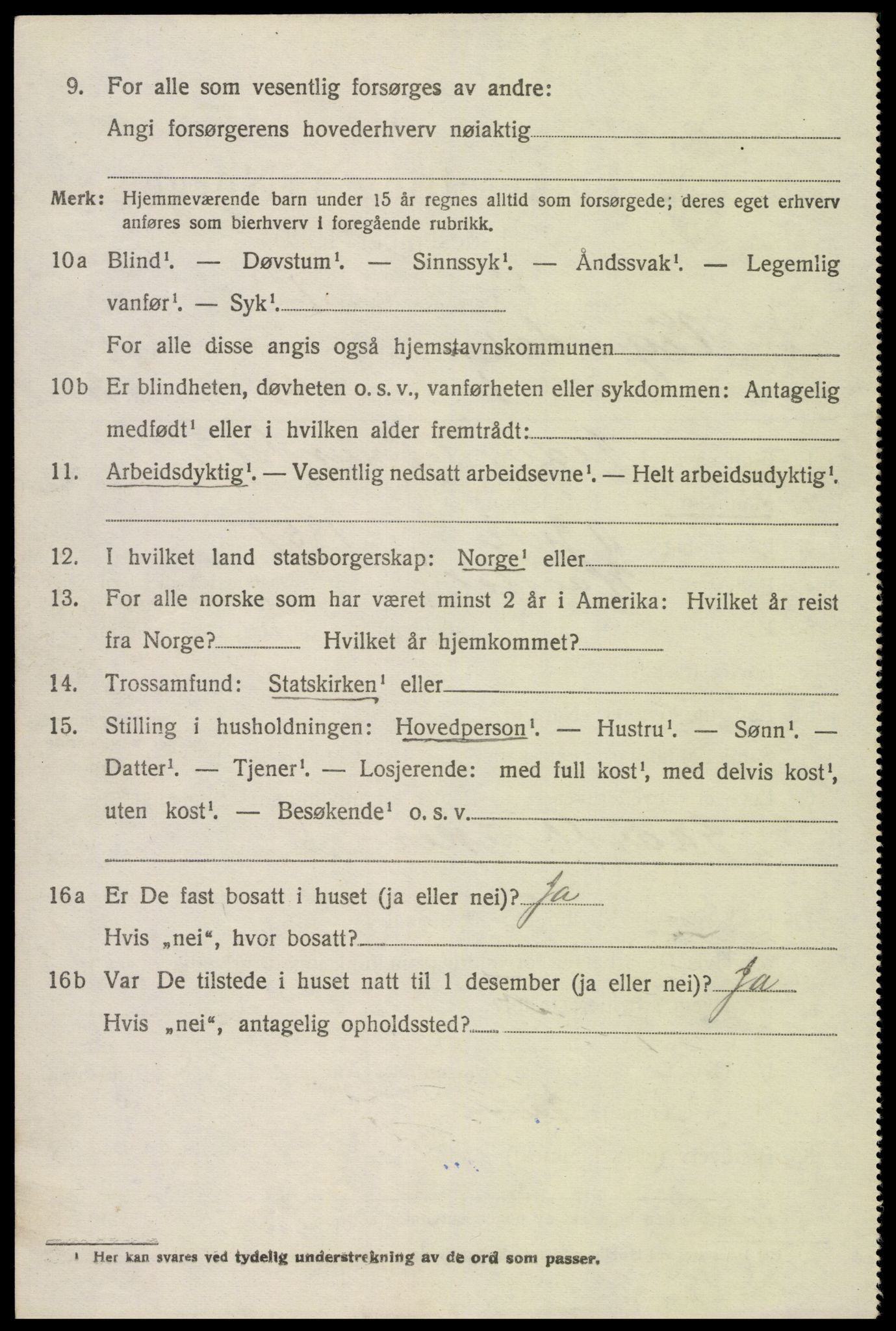 SAK, 1920 census for Vegusdal, 1920, p. 2064