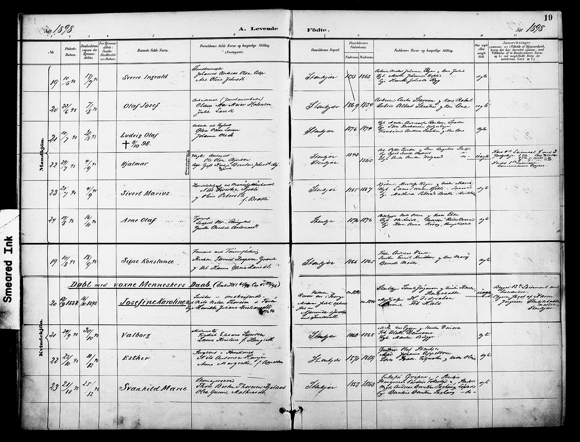 Ministerialprotokoller, klokkerbøker og fødselsregistre - Nord-Trøndelag, AV/SAT-A-1458/739/L0372: Parish register (official) no. 739A04, 1895-1903, p. 19