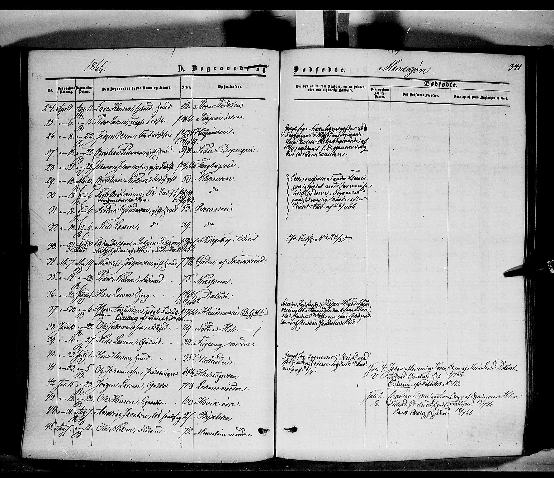 Ringsaker prestekontor, AV/SAH-PREST-014/K/Ka/L0010: Parish register (official) no. 10, 1861-1869, p. 341