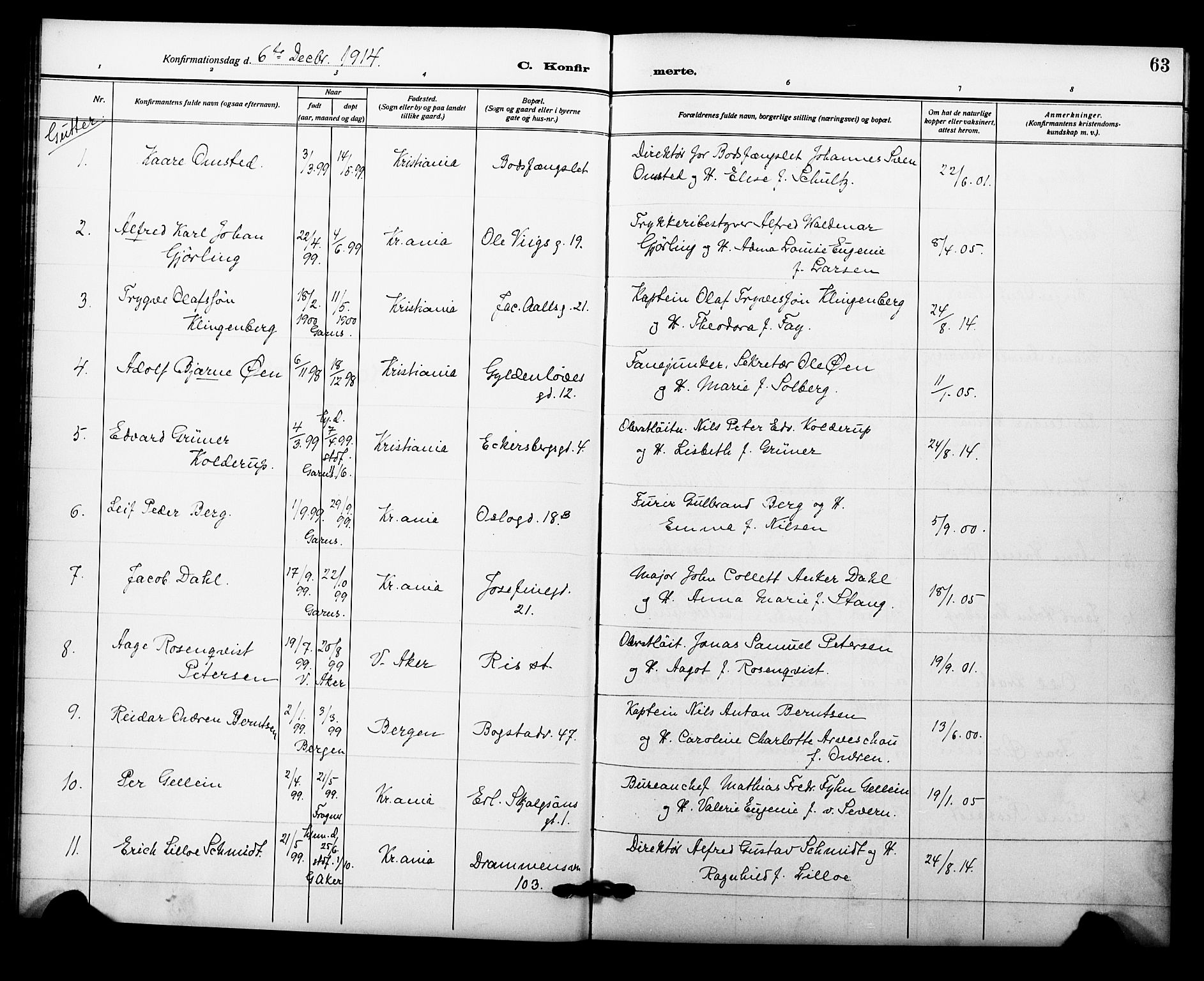 Garnisonsmenigheten Kirkebøker, AV/SAO-A-10846/F/Fa/L0015: Parish register (official) no. 15, 1915-1921, p. 63