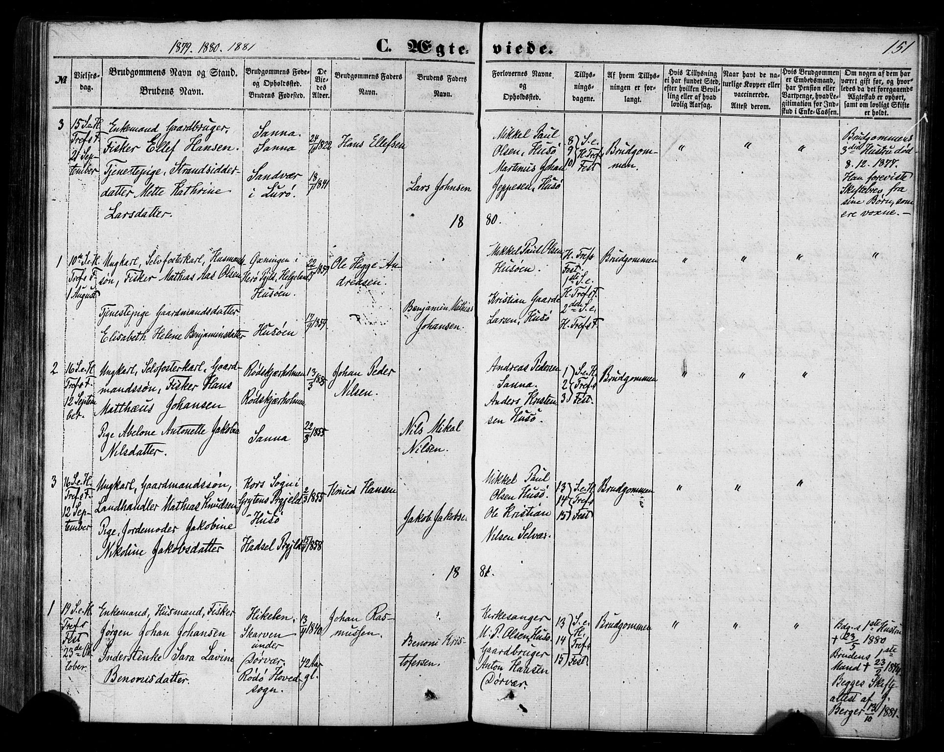 Ministerialprotokoller, klokkerbøker og fødselsregistre - Nordland, SAT/A-1459/840/L0579: Parish register (official) no. 840A01, 1863-1887, p. 151