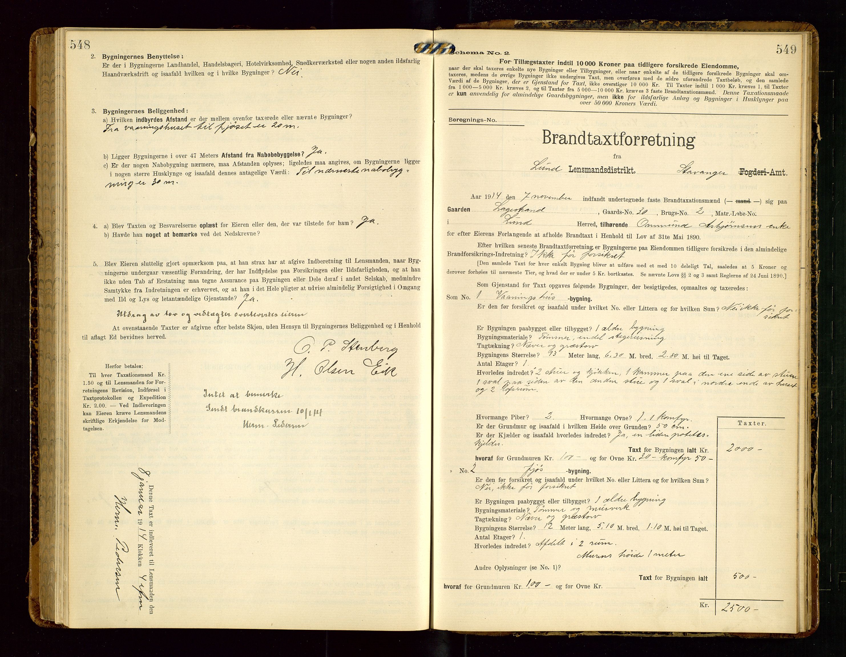Lund lensmannskontor, SAST/A-100303/Gob/L0002: "Brandtakstprotokol", 1908-1918, p. 548-549