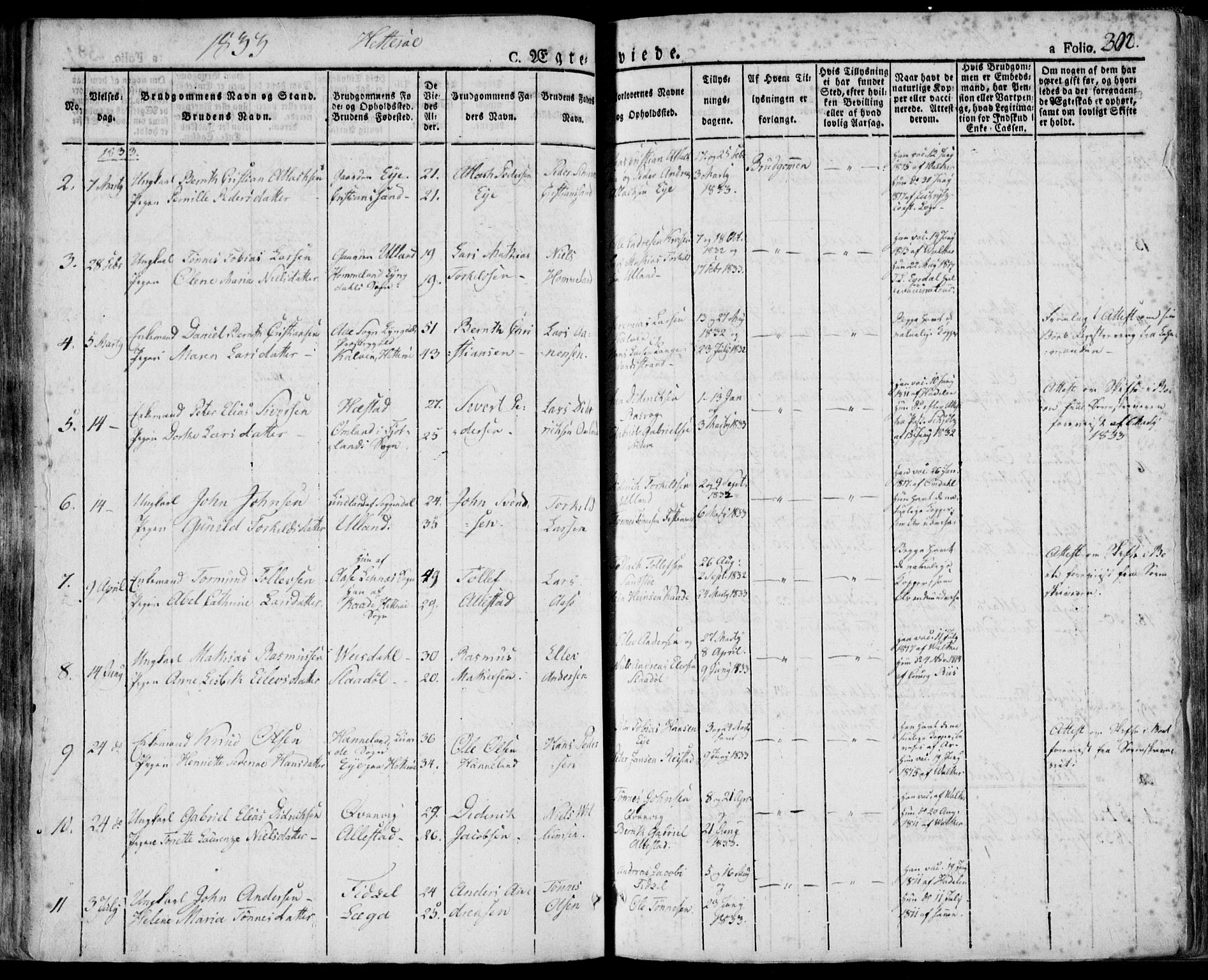 Flekkefjord sokneprestkontor, AV/SAK-1111-0012/F/Fa/Fac/L0003: Parish register (official) no. A 3, 1826-1841, p. 302