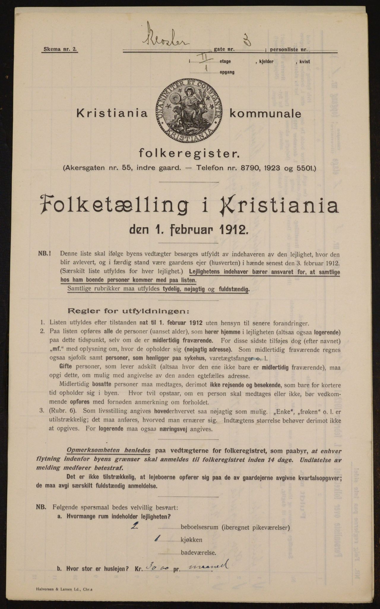 OBA, Municipal Census 1912 for Kristiania, 1912, p. 52354