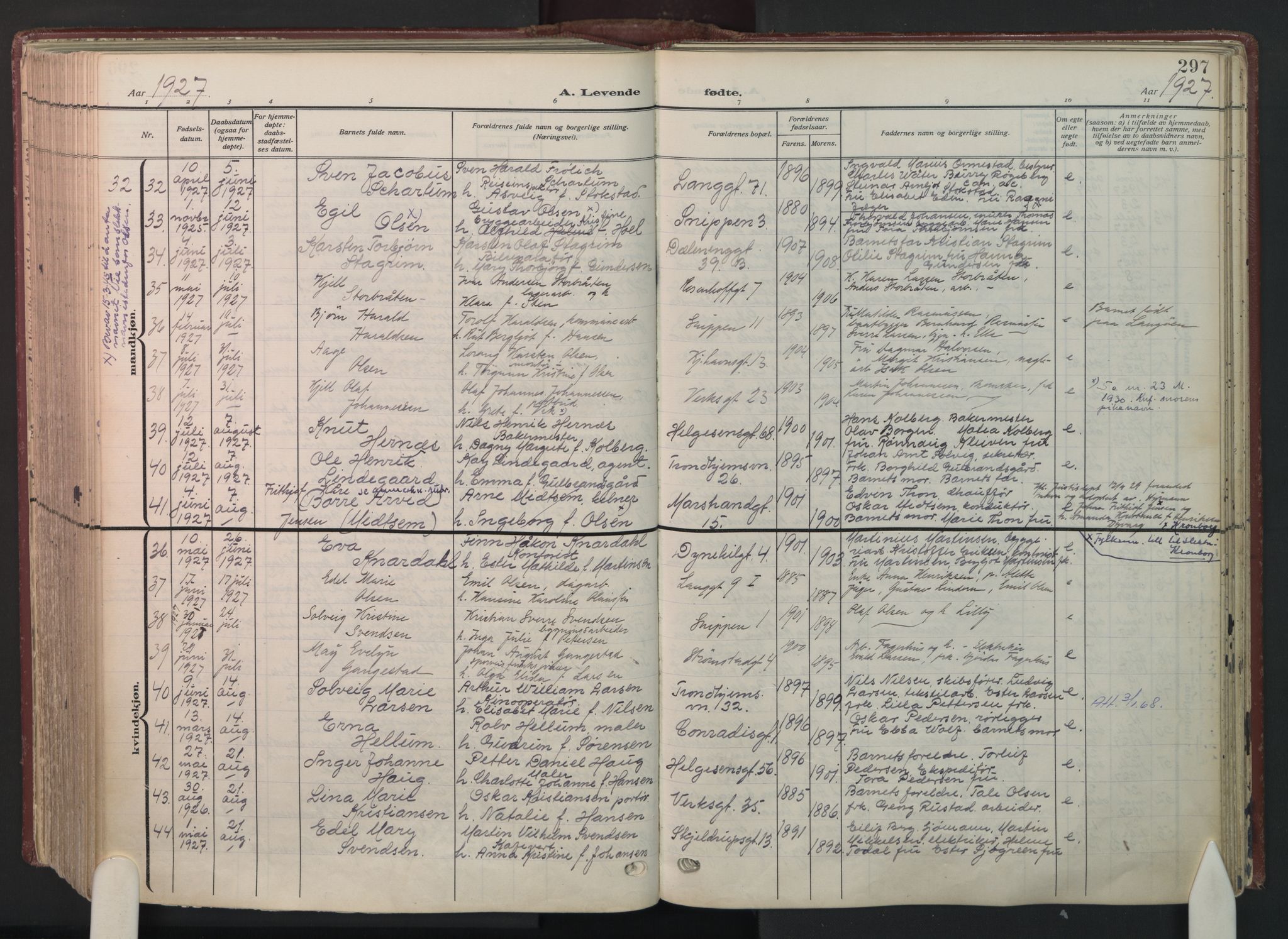 Petrus prestekontor Kirkebøker, AV/SAO-A-10872/F/Fa/L0012: Parish register (official) no. 12, 1909-1936, p. 297