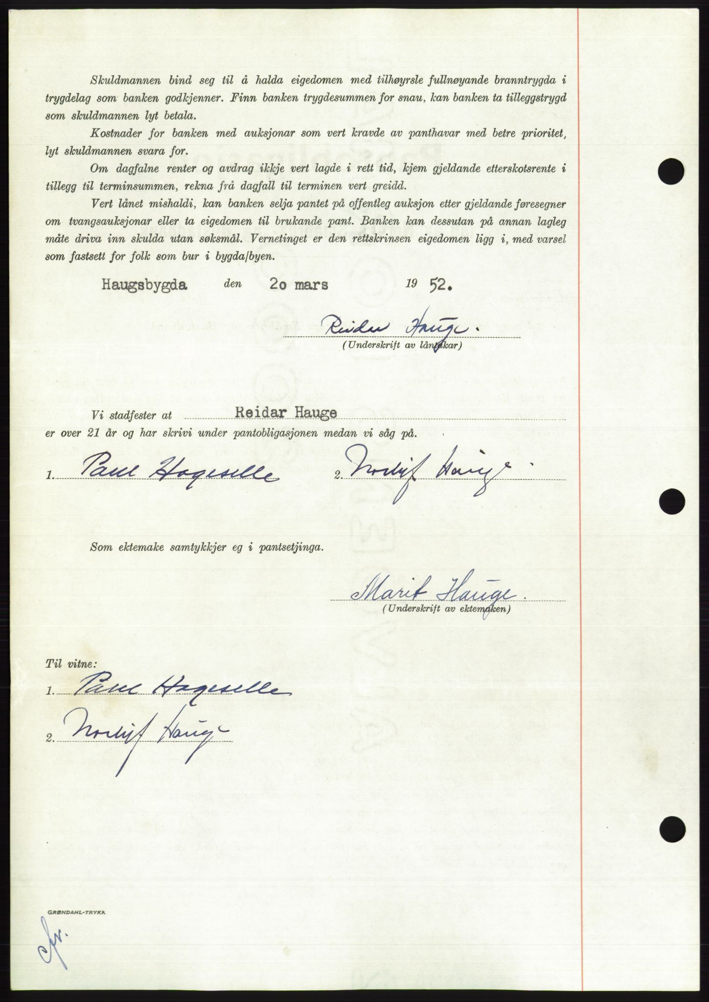 Søre Sunnmøre sorenskriveri, AV/SAT-A-4122/1/2/2C/L0121: Mortgage book no. 9B, 1951-1952, Diary no: : 715/1952