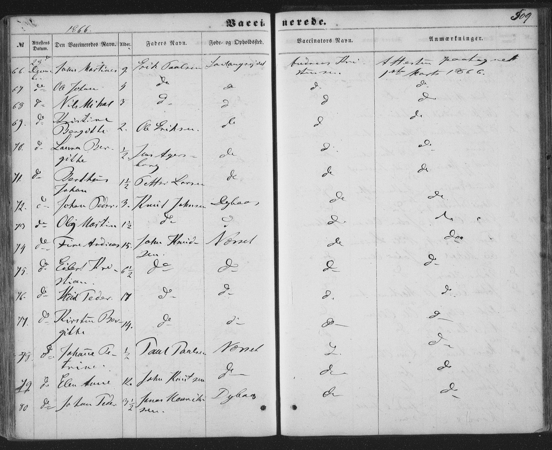 Ministerialprotokoller, klokkerbøker og fødselsregistre - Nordland, AV/SAT-A-1459/863/L0896: Parish register (official) no. 863A08, 1861-1871, p. 509