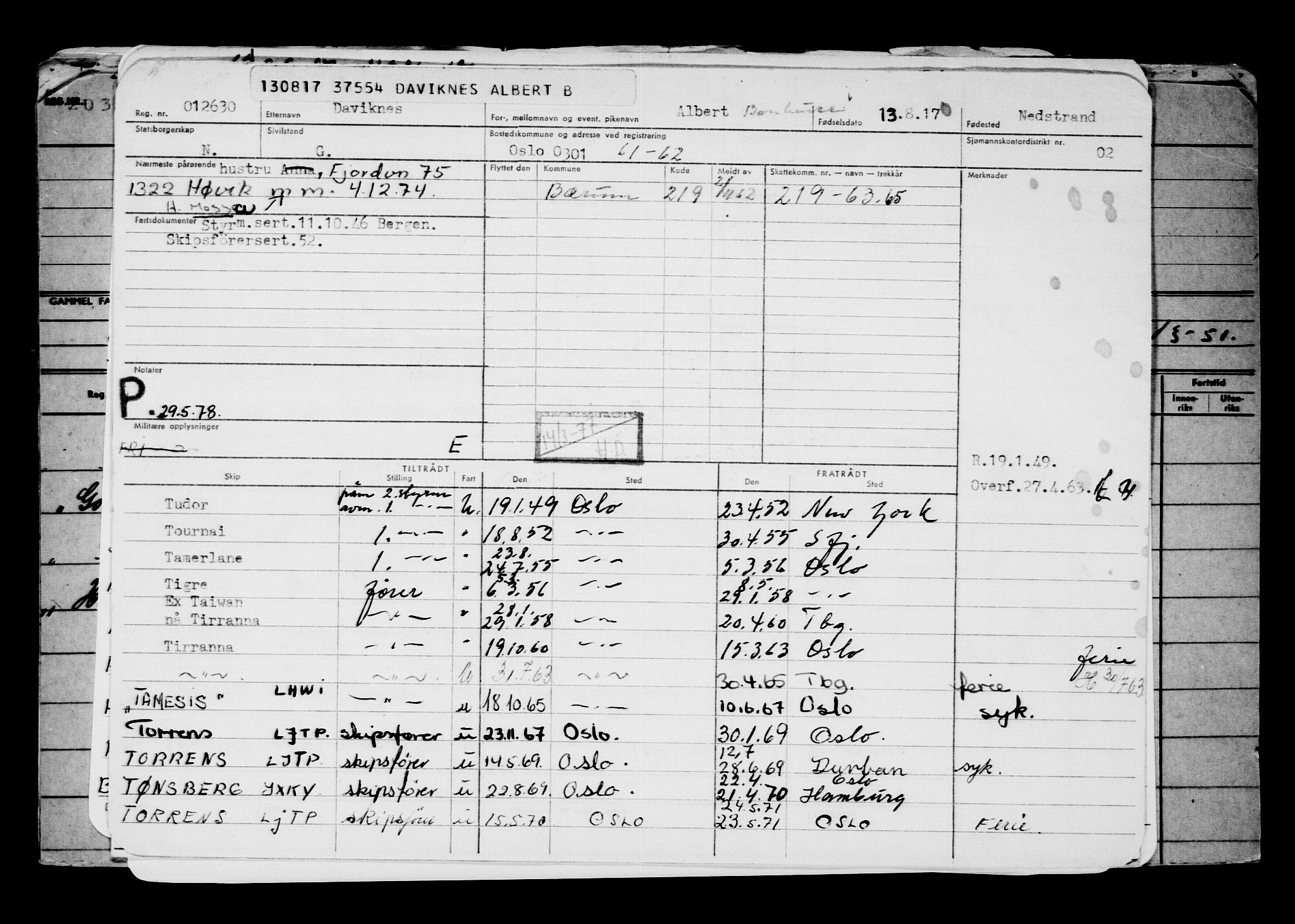 Direktoratet for sjømenn, AV/RA-S-3545/G/Gb/L0150: Hovedkort, 1917, p. 861