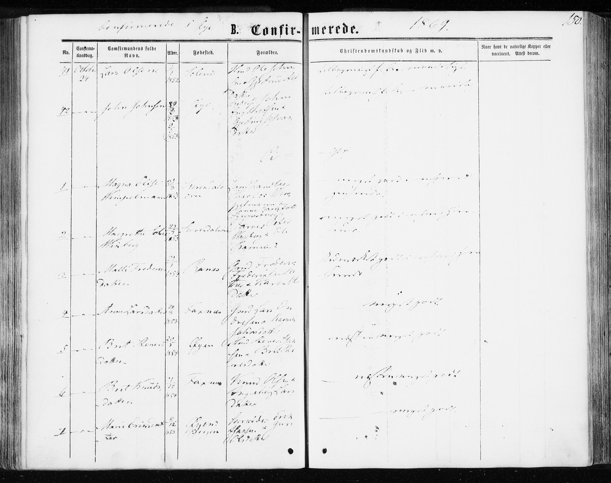 Ministerialprotokoller, klokkerbøker og fødselsregistre - Møre og Romsdal, AV/SAT-A-1454/595/L1045: Parish register (official) no. 595A07, 1863-1873, p. 150