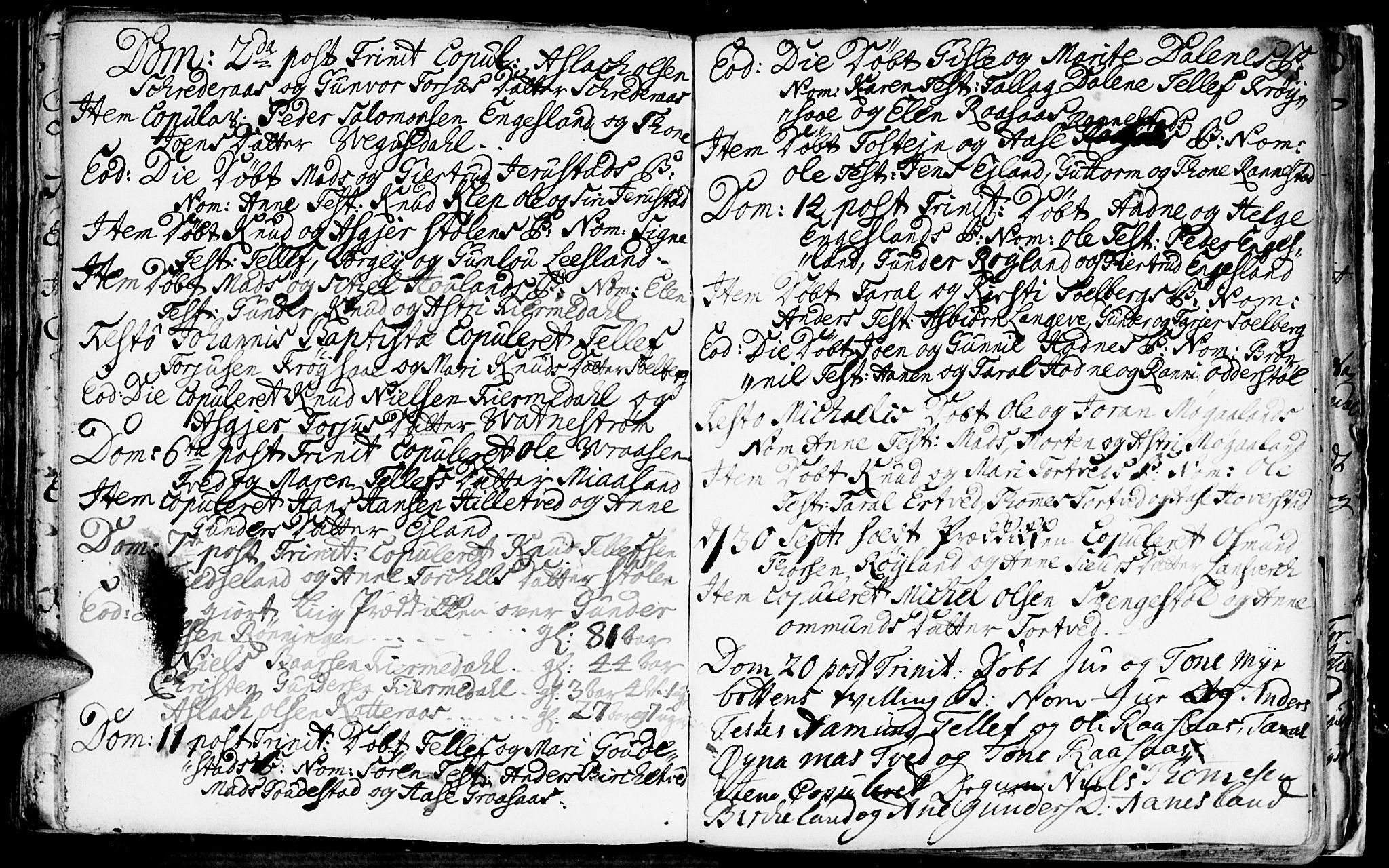 Evje sokneprestkontor, SAK/1111-0008/F/Fa/Fac/L0001: Parish register (official) no. A 1, 1705-1764, p. 295-296