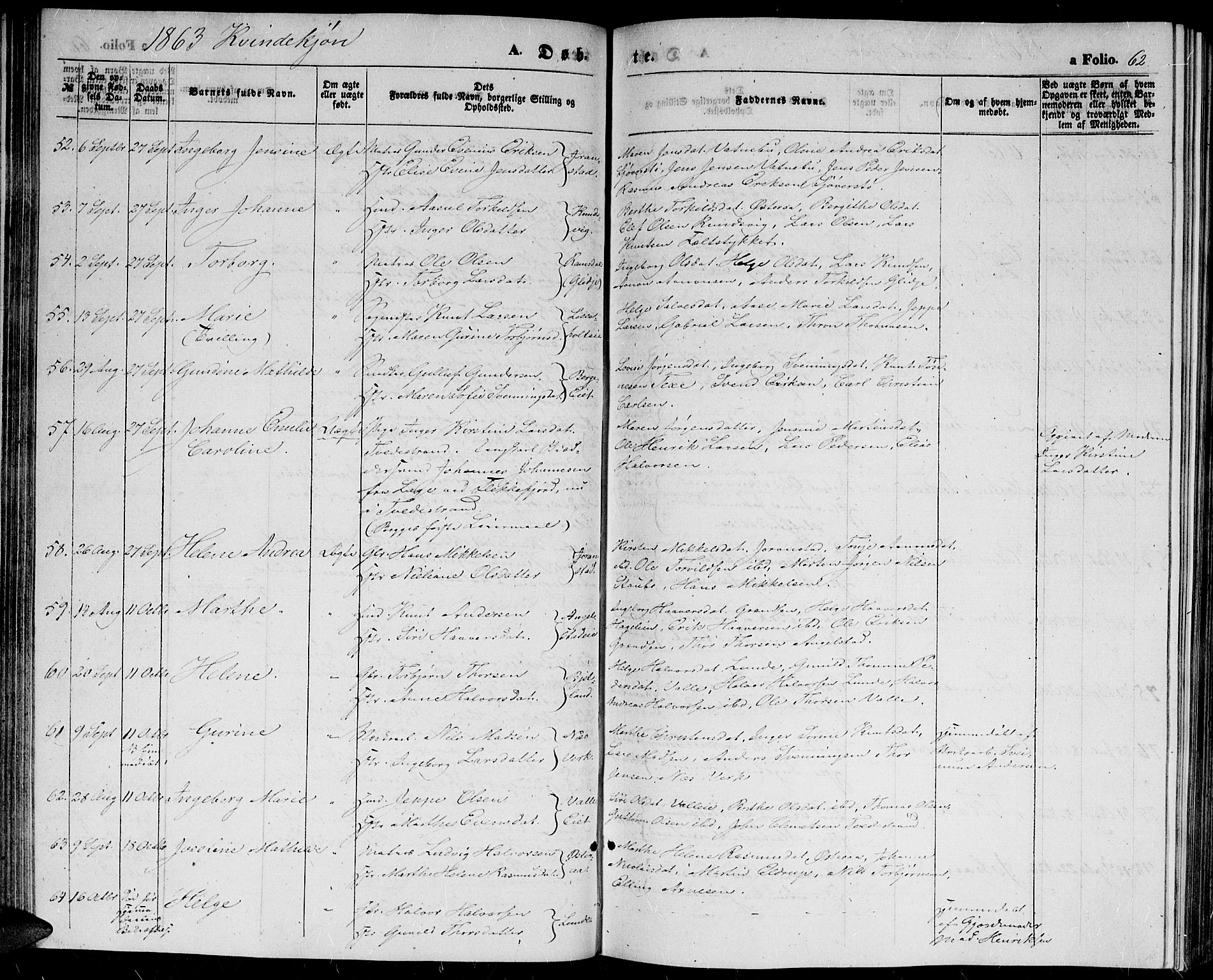 Holt sokneprestkontor, AV/SAK-1111-0021/F/Fb/L0008: Parish register (copy) no. B 8, 1858-1871, p. 62