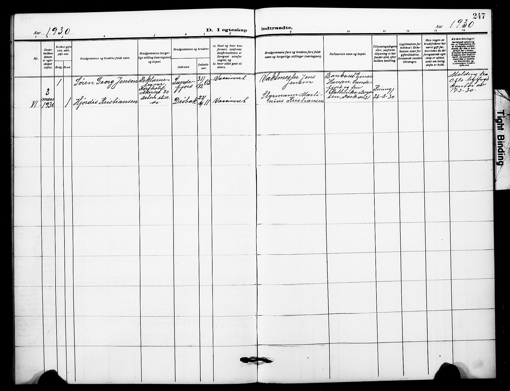 Johannes prestekontor Kirkebøker, AV/SAO-A-10852/F/Fa/L0013: Parish register (official) no. 13, 1919-1930, p. 247