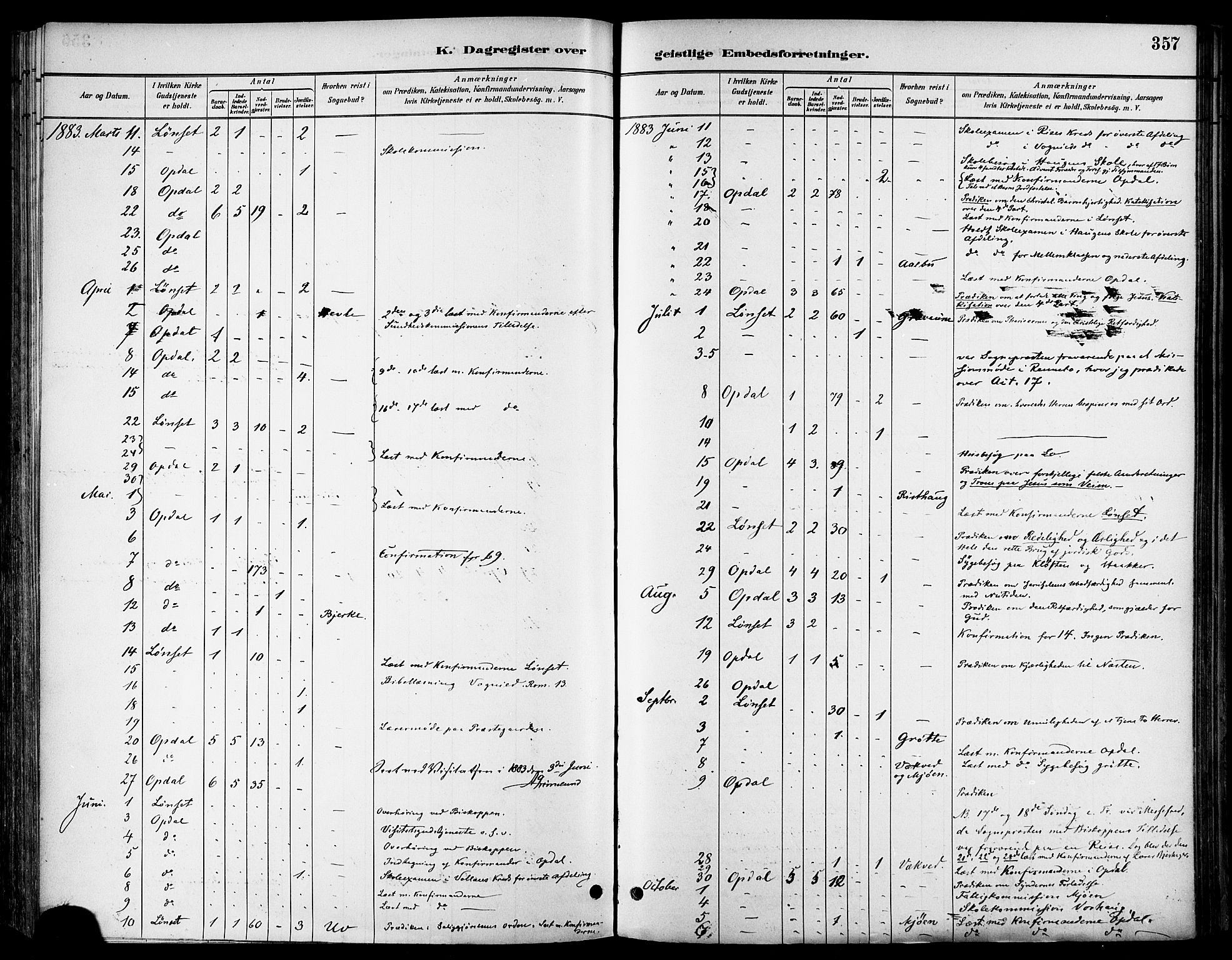 Ministerialprotokoller, klokkerbøker og fødselsregistre - Sør-Trøndelag, AV/SAT-A-1456/678/L0901: Parish register (official) no. 678A10, 1881-1894, p. 357