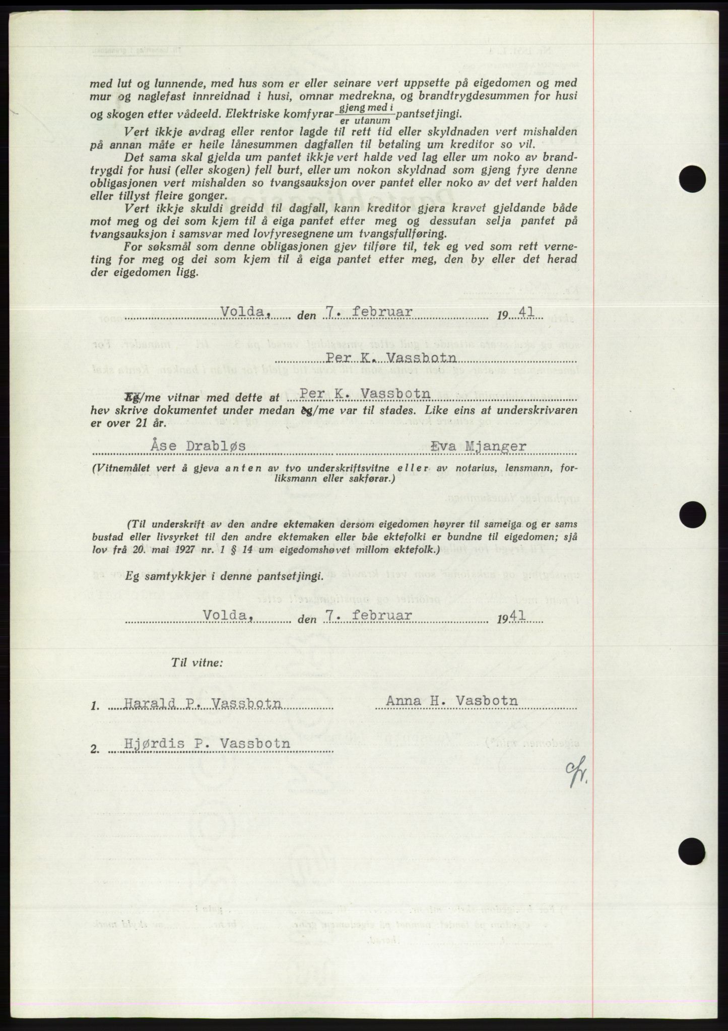 Søre Sunnmøre sorenskriveri, AV/SAT-A-4122/1/2/2C/L0071: Mortgage book no. 65, 1941-1941, Diary no: : 281/1941