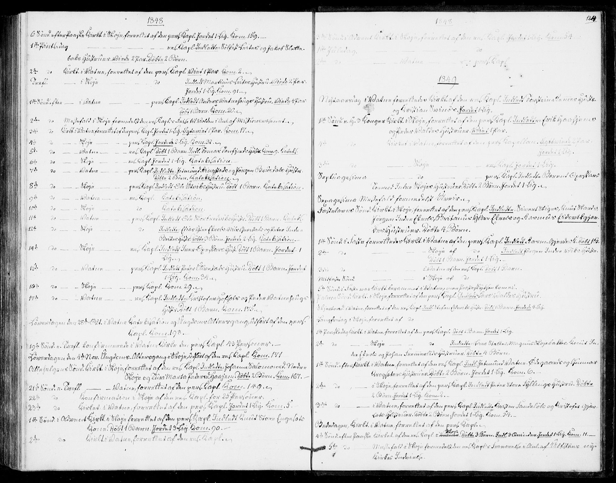 Ministerialprotokoller, klokkerbøker og fødselsregistre - Møre og Romsdal, SAT/A-1454/524/L0353: Parish register (official) no. 524A05, 1848-1856, p. 124