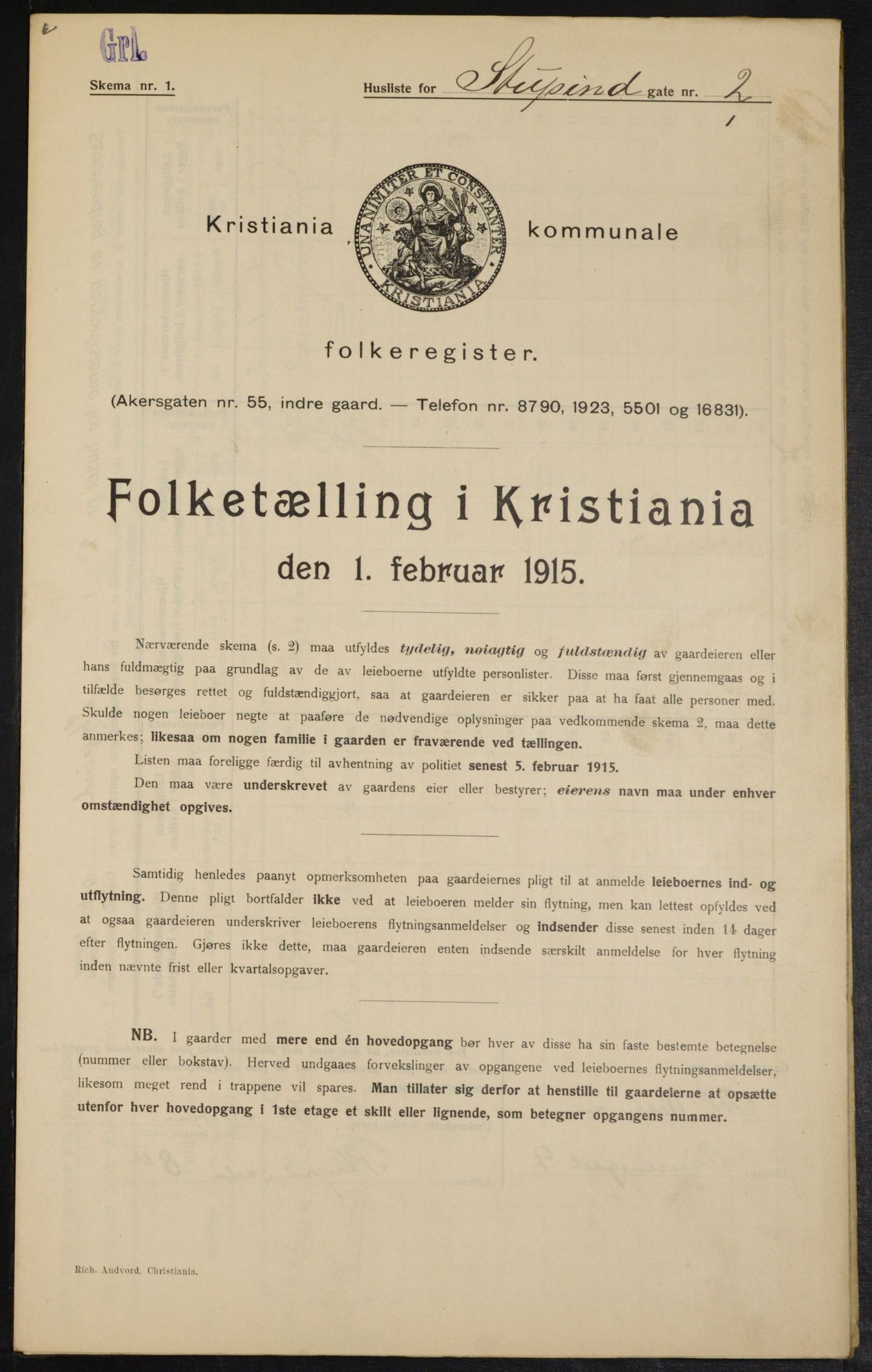 OBA, Municipal Census 1915 for Kristiania, 1915, p. 104693