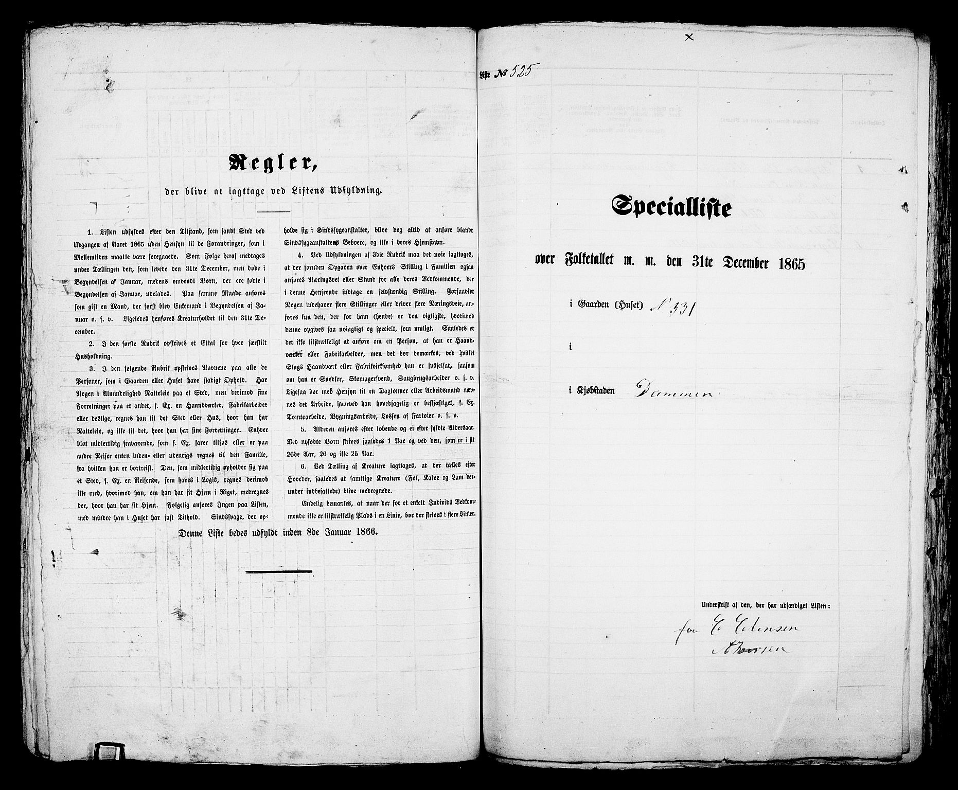 RA, 1865 census for Bragernes in Drammen, 1865, p. 1093