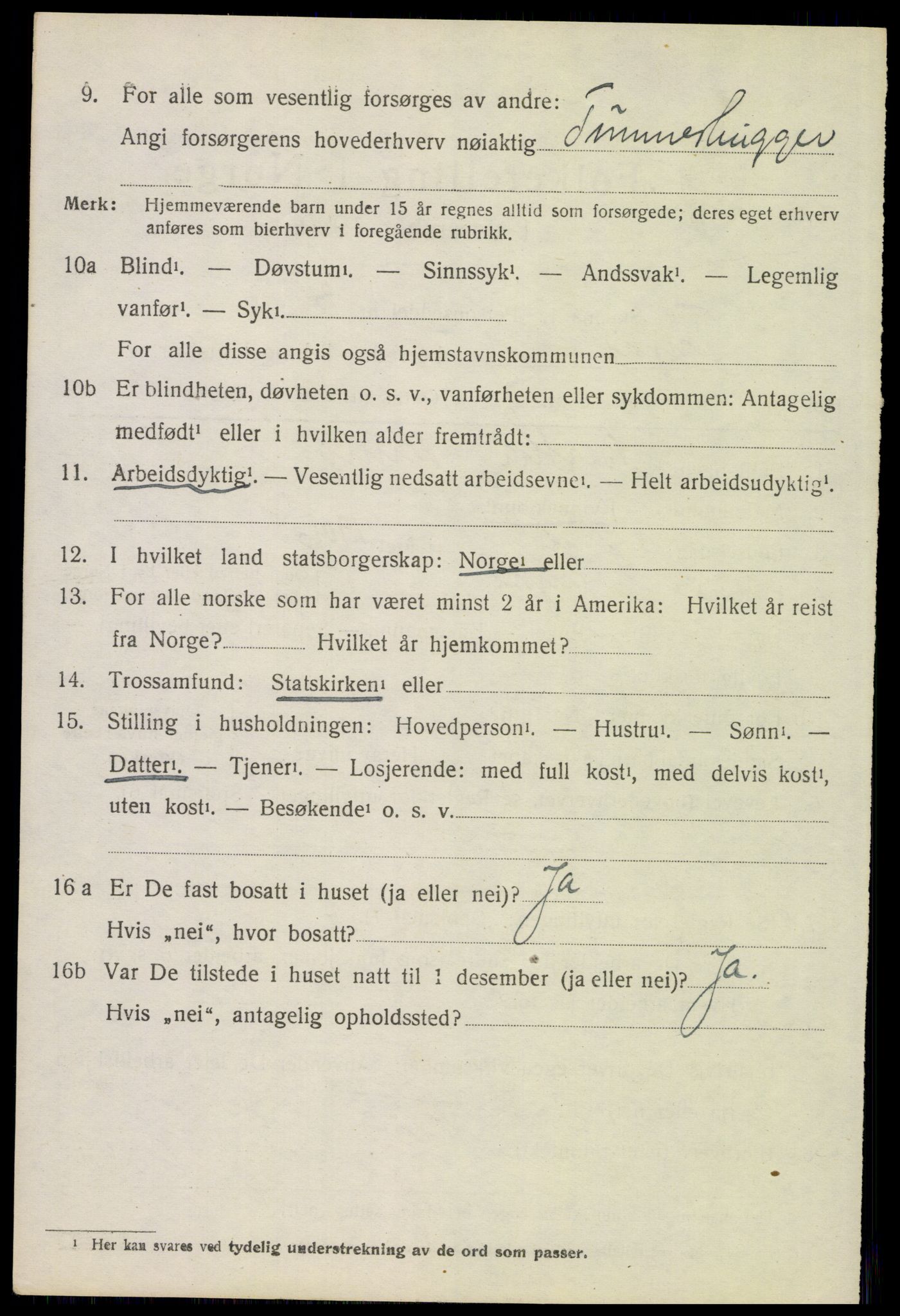 SAH, 1920 census for Trysil, 1920, p. 9474