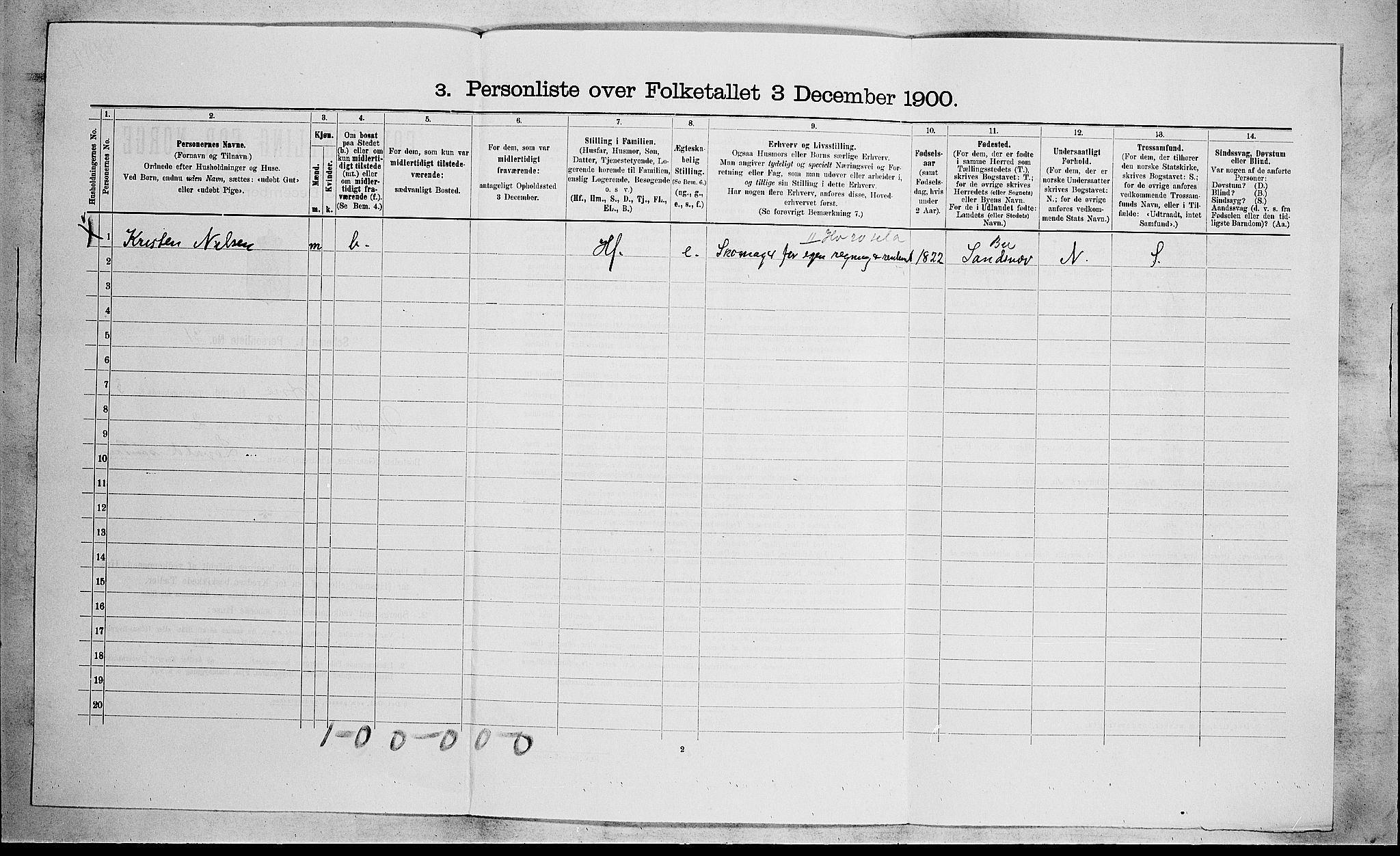 RA, 1900 census for Botne, 1900, p. 374