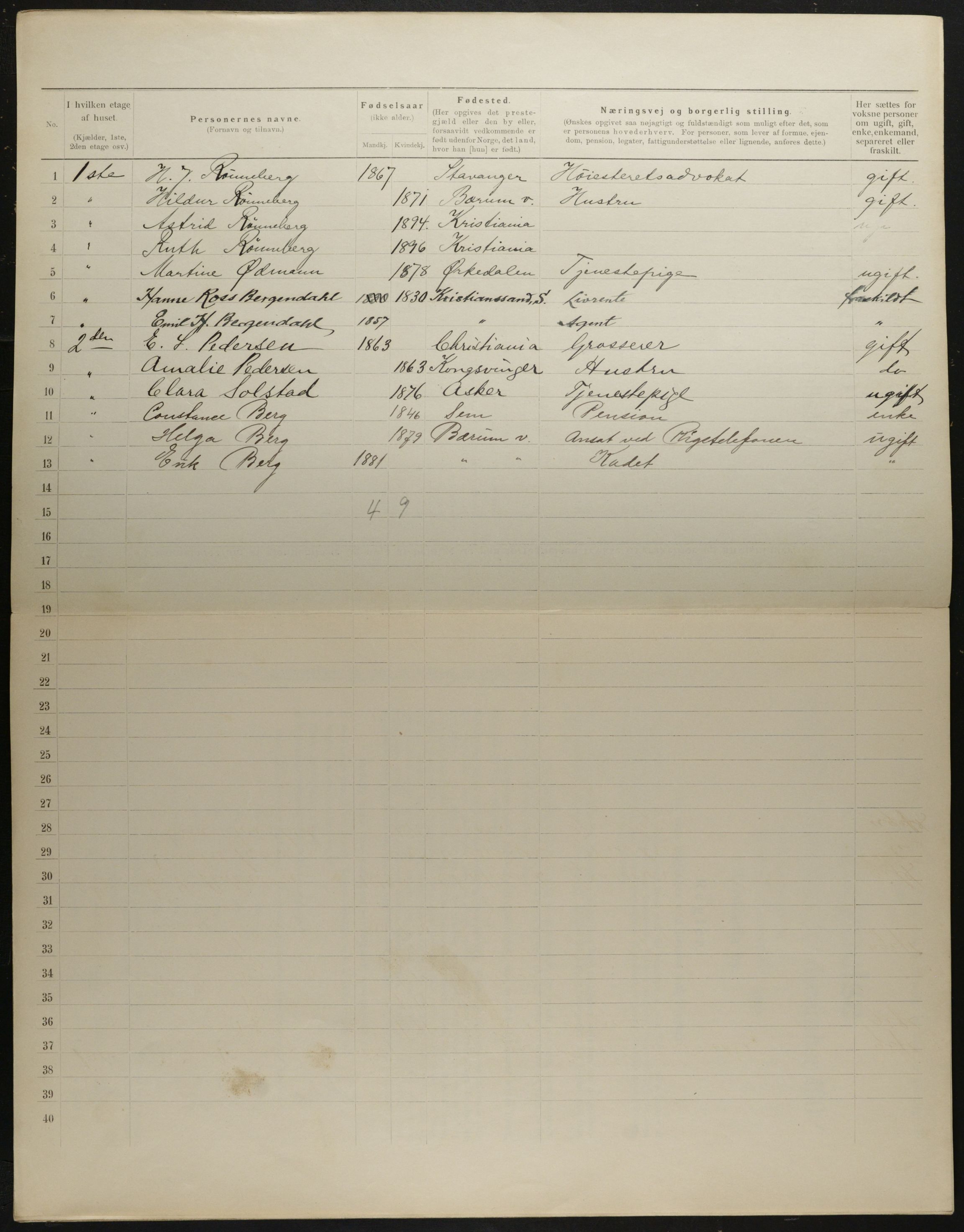 OBA, Municipal Census 1901 for Kristiania, 1901, p. 3025