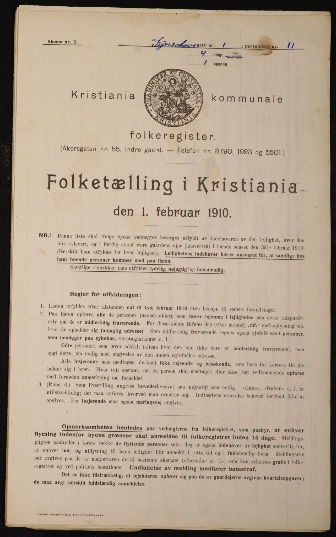 OBA, Municipal Census 1910 for Kristiania, 1910, p. 47852