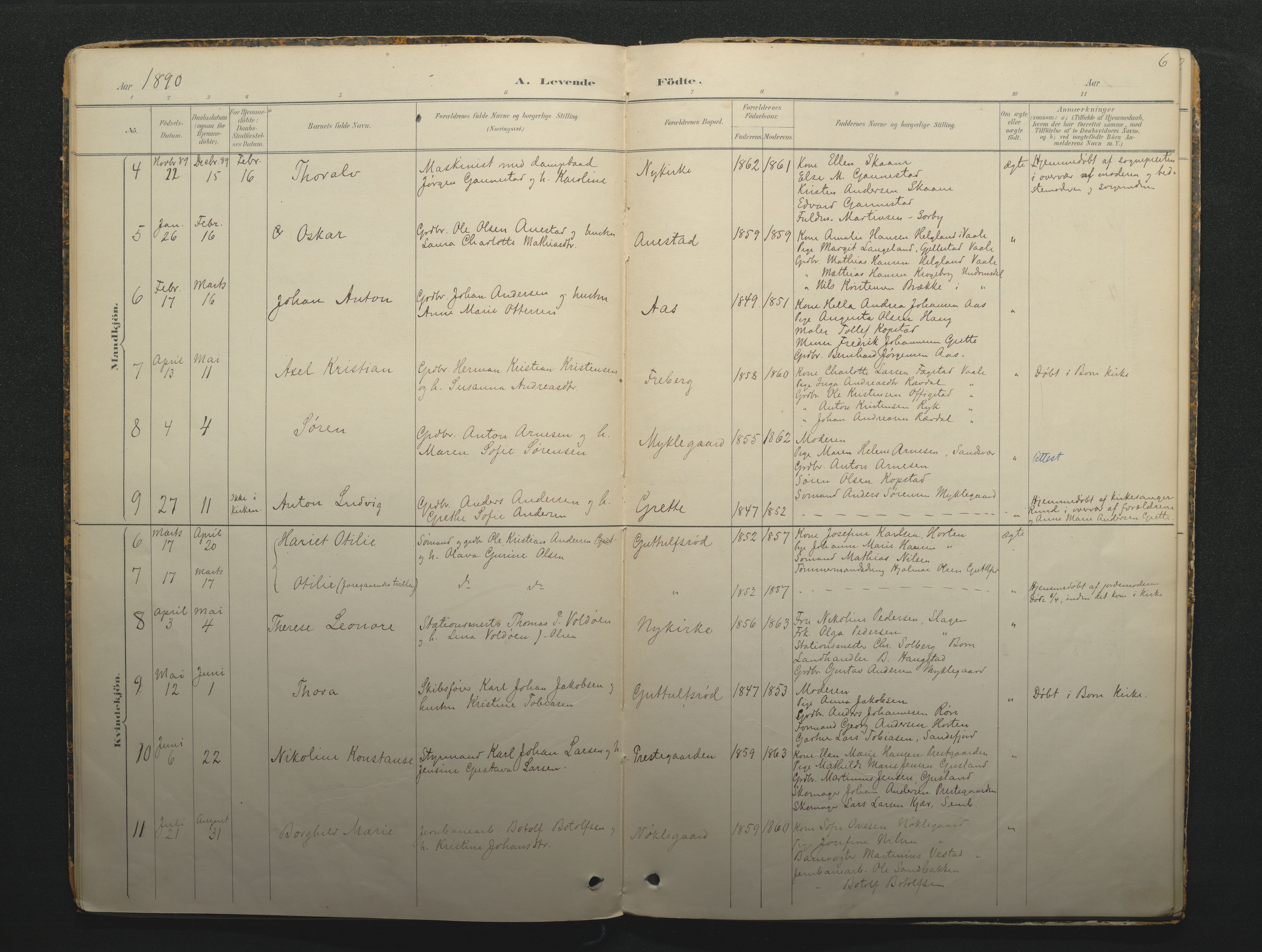 Borre kirkebøker, SAKO/A-338/F/Fc/L0002: Parish register (official) no. III 2, 1888-1896, p. 6