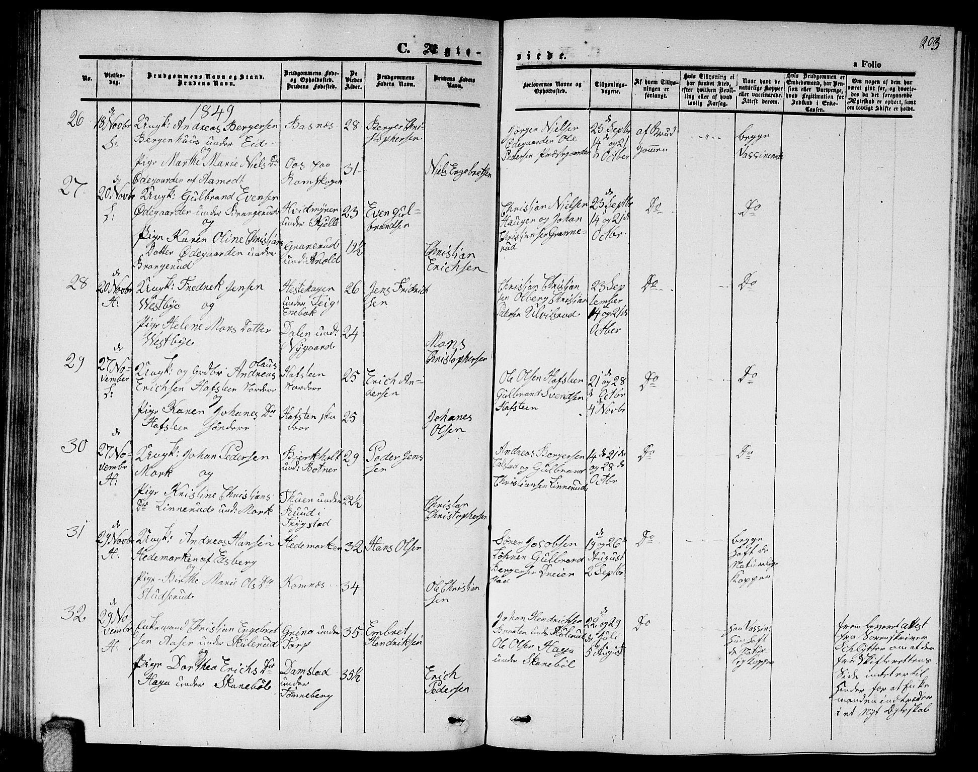Høland prestekontor Kirkebøker, SAO/A-10346a/G/Ga/L0003: Parish register (copy) no. I 3, 1846-1853, p. 203