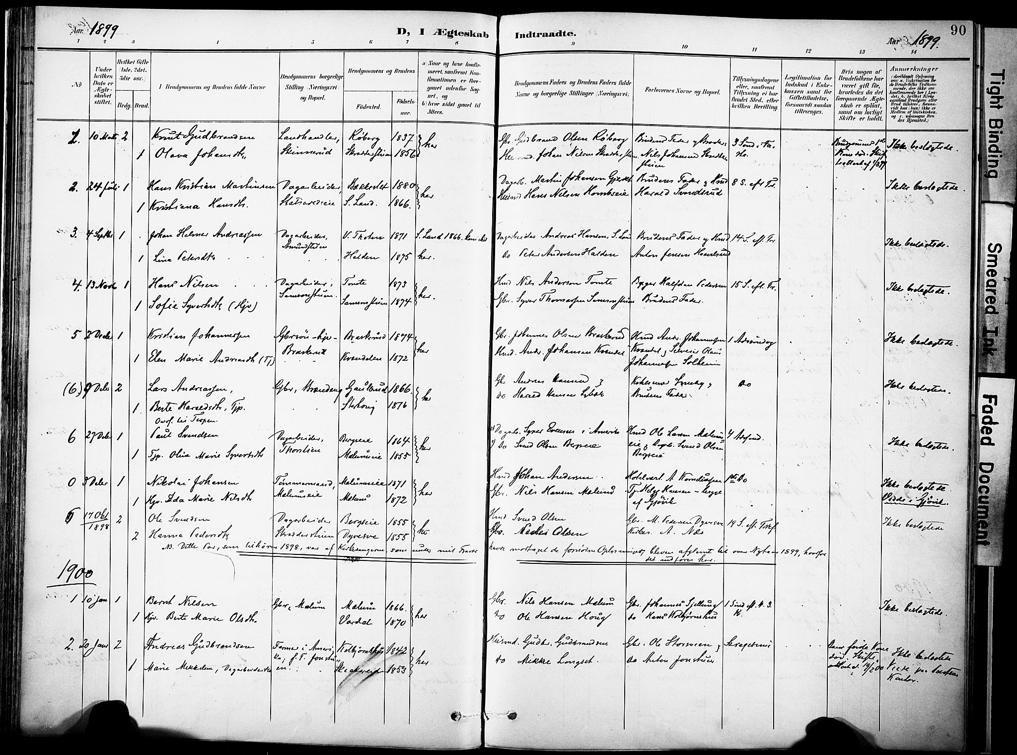 Nordre Land prestekontor, SAH/PREST-124/H/Ha/Haa/L0006: Parish register (official) no. 6, 1897-1914, p. 90