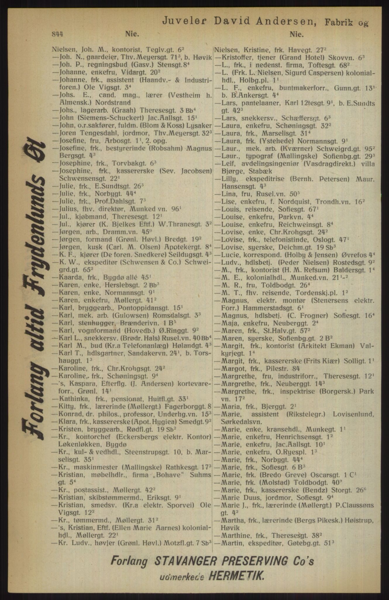 Kristiania/Oslo adressebok, PUBL/-, 1914, p. 844