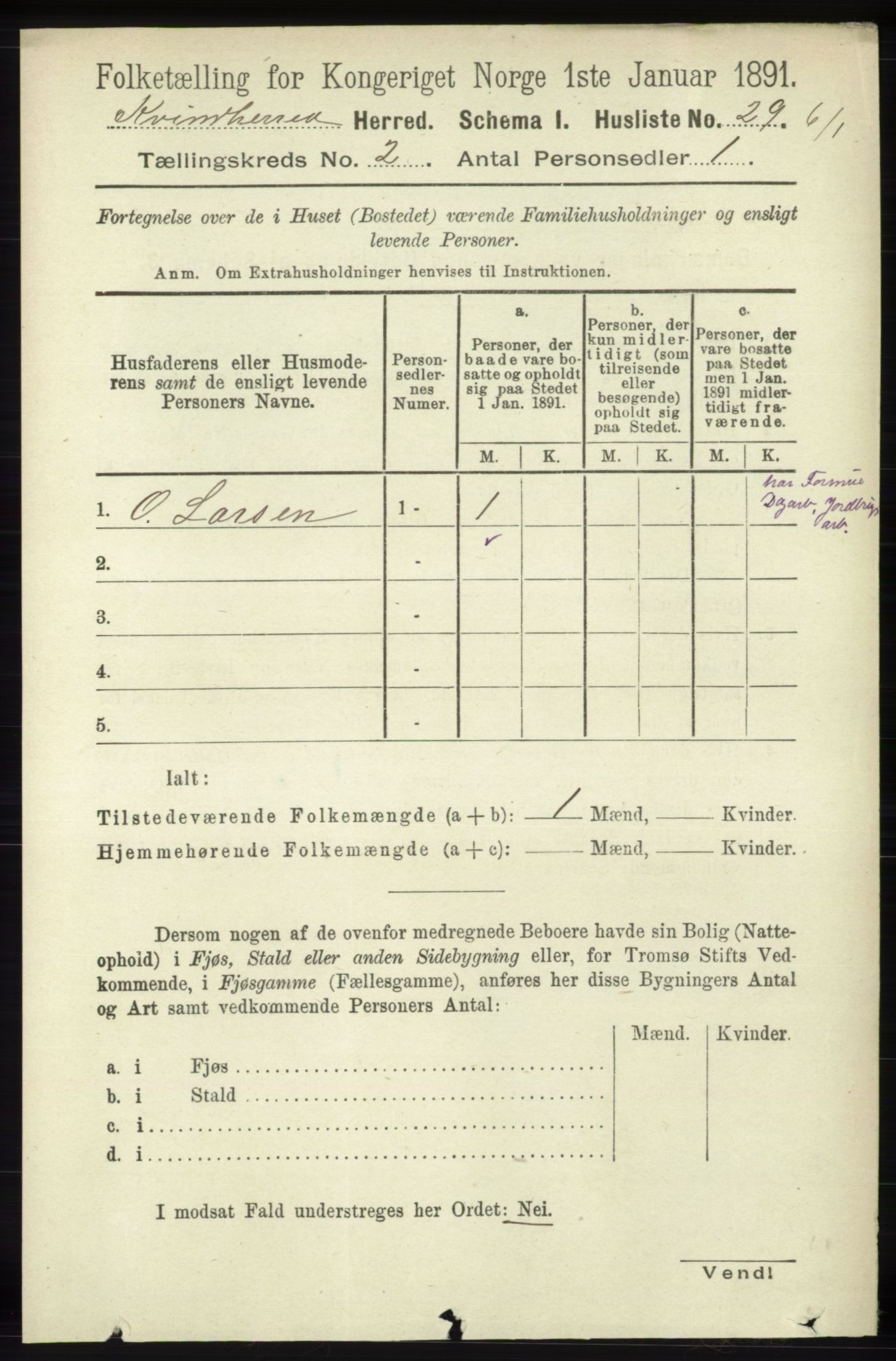 RA, 1891 census for 1224 Kvinnherad, 1891, p. 622