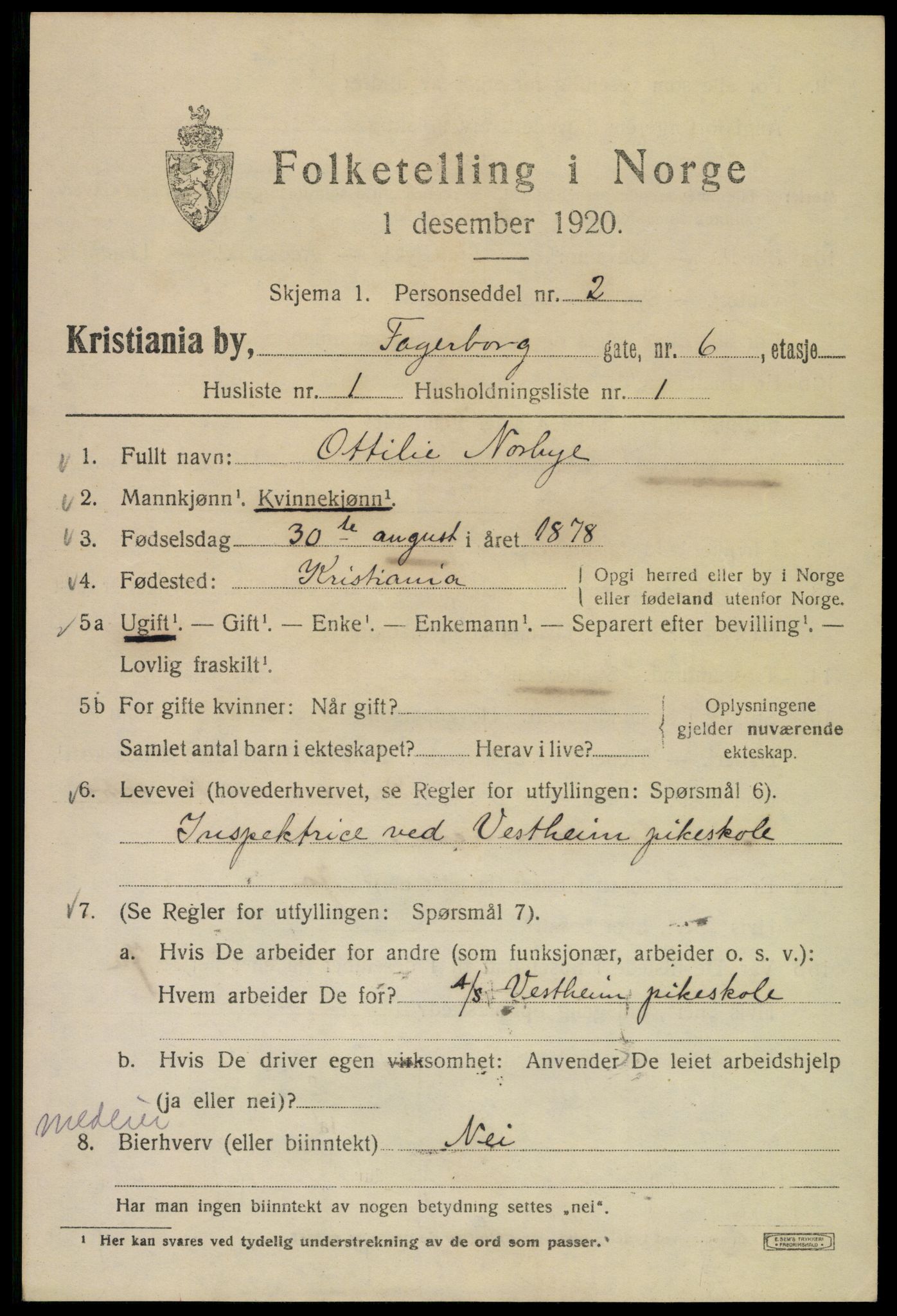 SAO, 1920 census for Kristiania, 1920, p. 224909