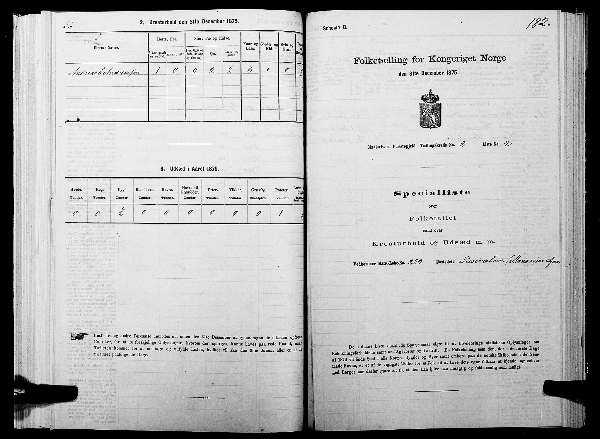 SATØ, 1875 census for 1924P Målselv, 1875, p. 1182