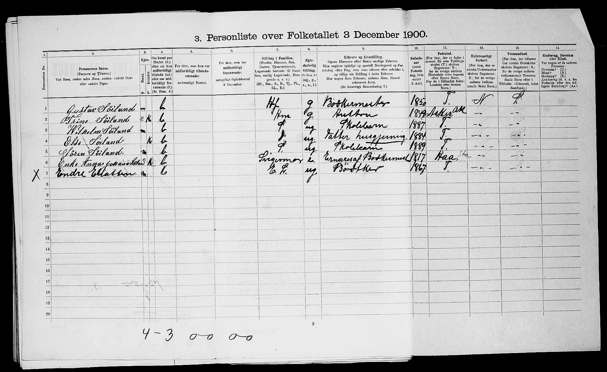 SAST, 1900 census for Stavanger, 1900, p. 11237