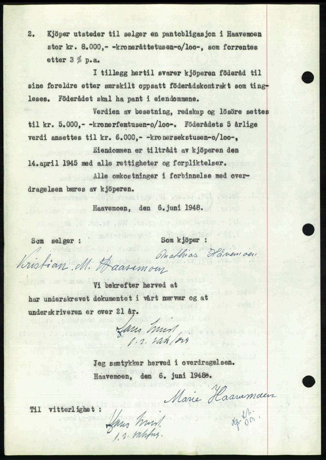 Sør-Gudbrandsdal tingrett, SAH/TING-004/H/Hb/Hbd/L0022: Mortgage book no. A22, 1948-1948, Diary no: : 1588/1948