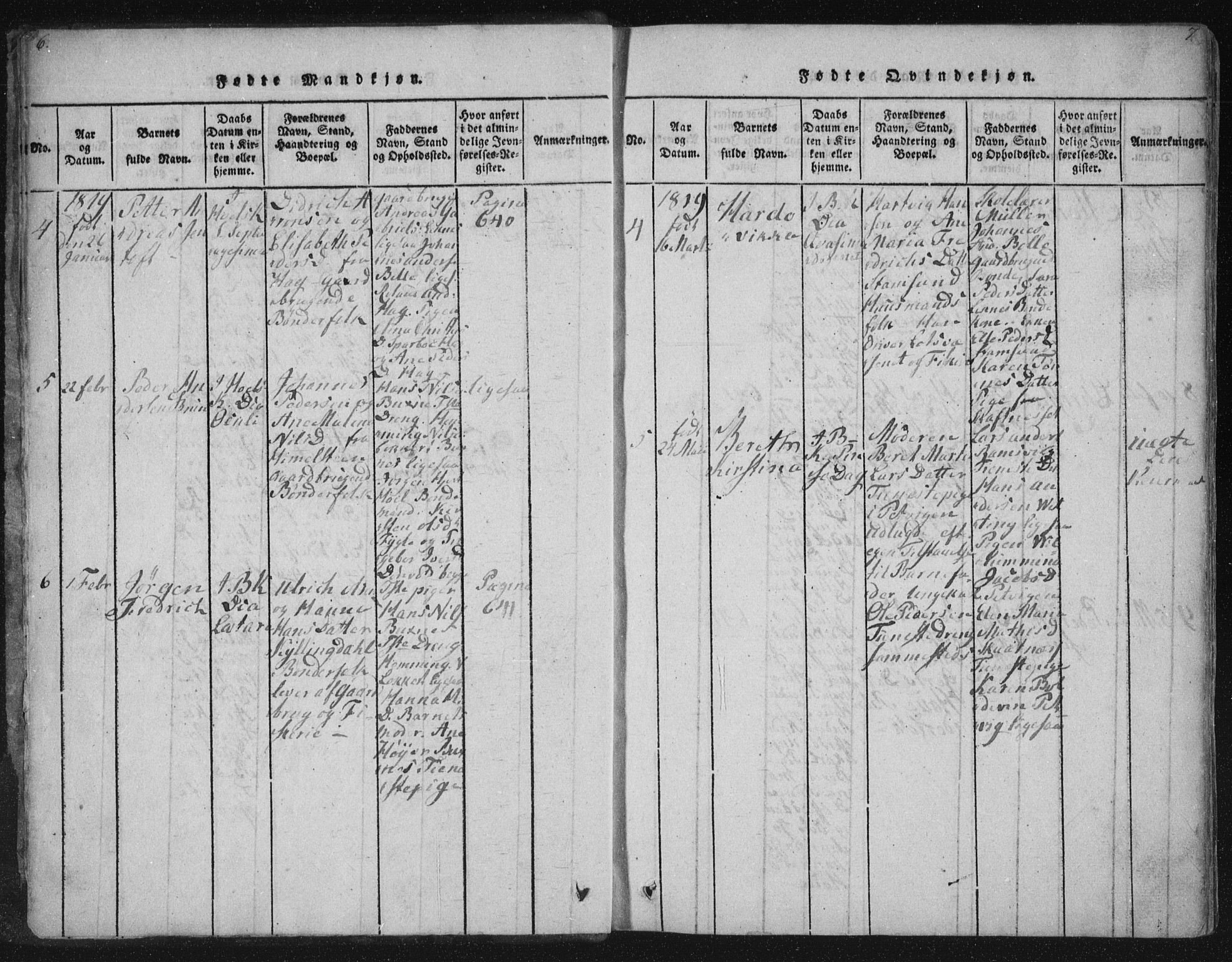 Ministerialprotokoller, klokkerbøker og fødselsregistre - Nordland, AV/SAT-A-1459/881/L1164: Parish register (copy) no. 881C01, 1818-1853, p. 6-7