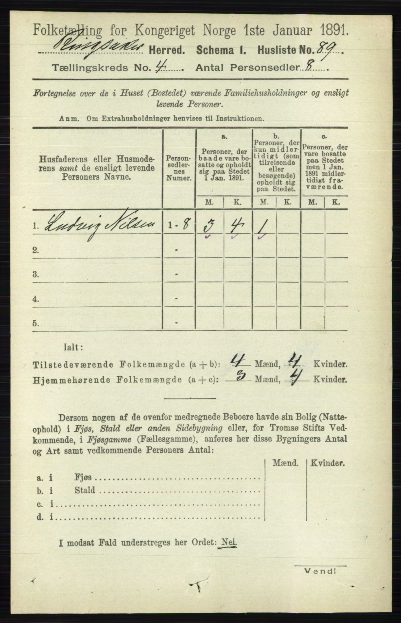 RA, 1891 census for 0412 Ringsaker, 1891, p. 1771